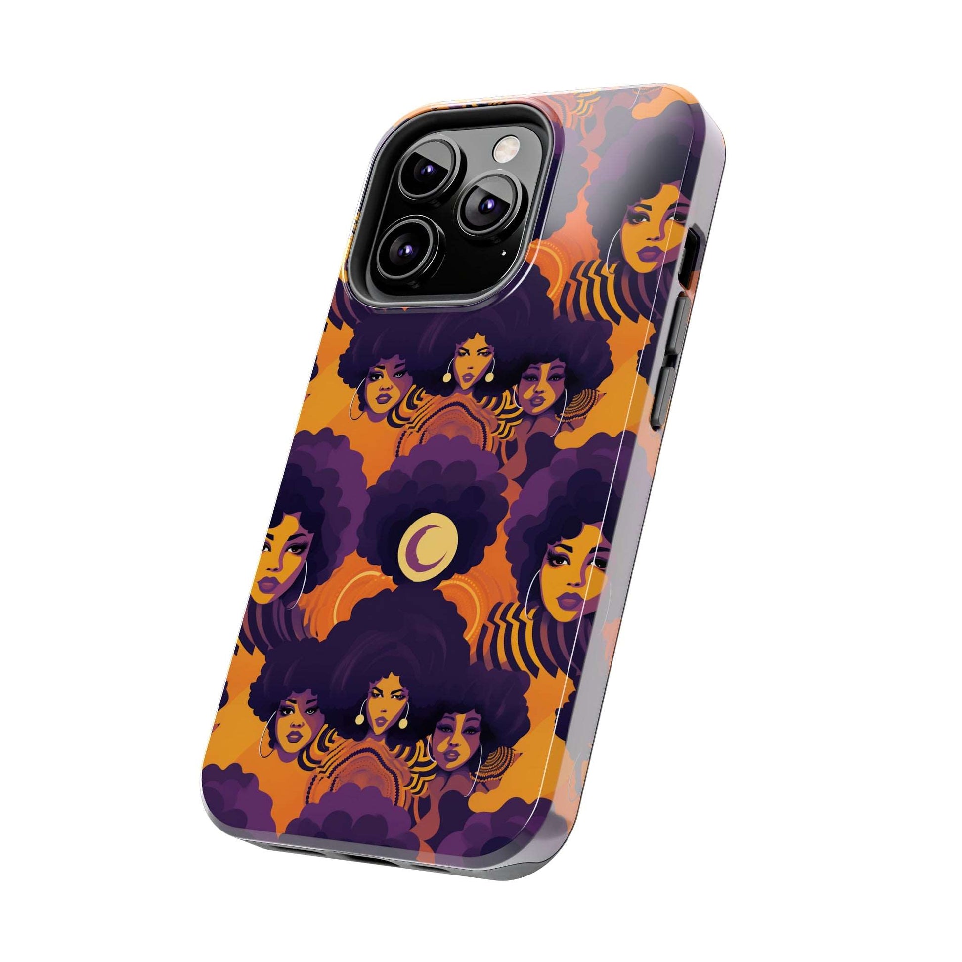 1970's Retro Afro Curly Hair Themed iPhone Tough Case,  Retro Hollywood Glamour