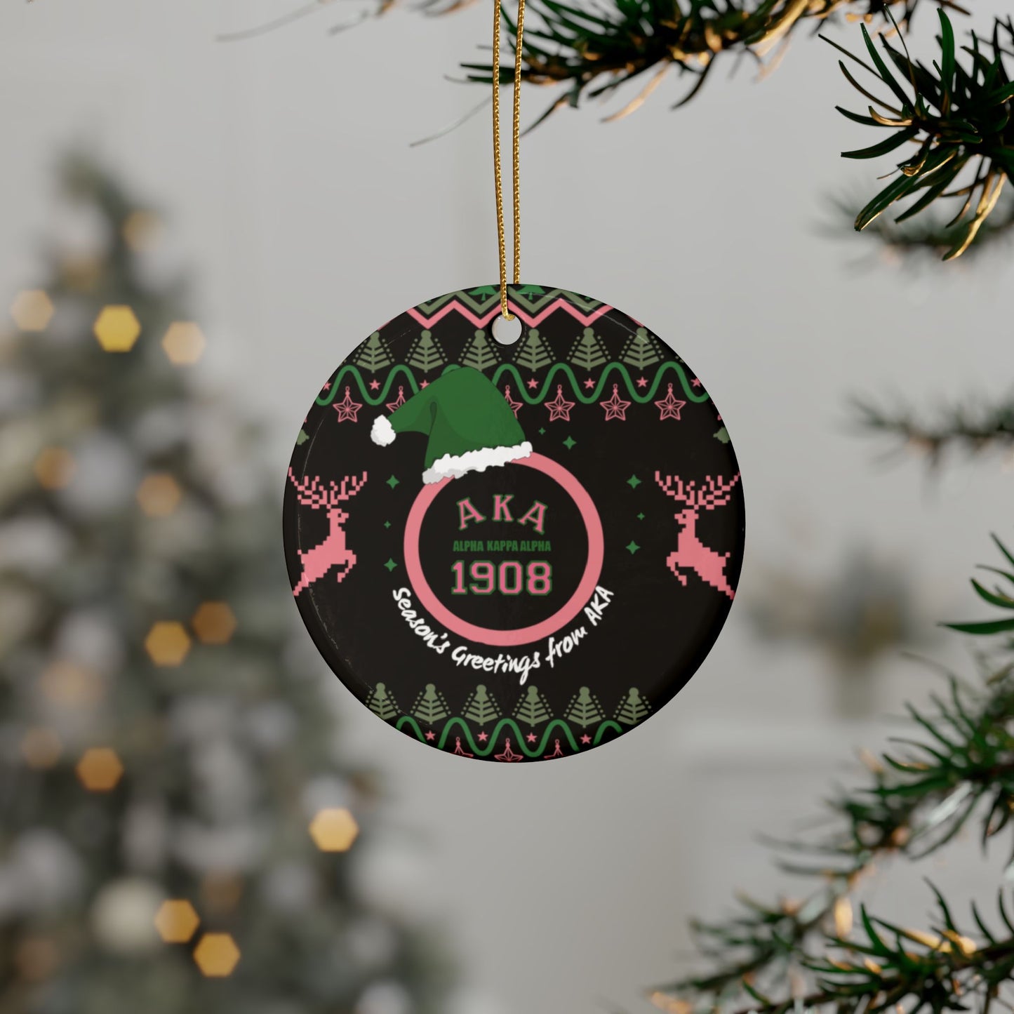 AKA 1908 Pink & Green Holiday Ceramic Ornaments, 1pcs, 5pcs, 10pcs, 20pcs