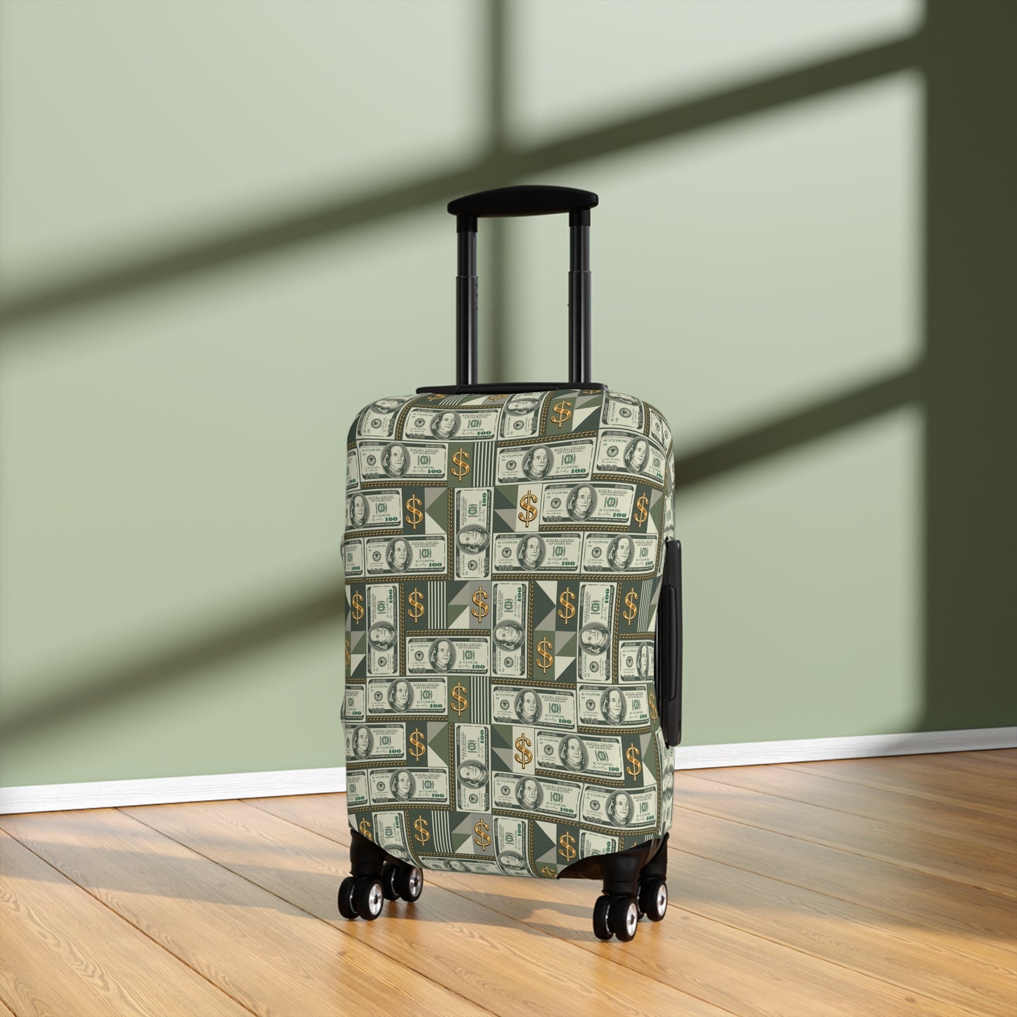 US Money Print Luggage Cover, Money Manifestation Suitcase Protector