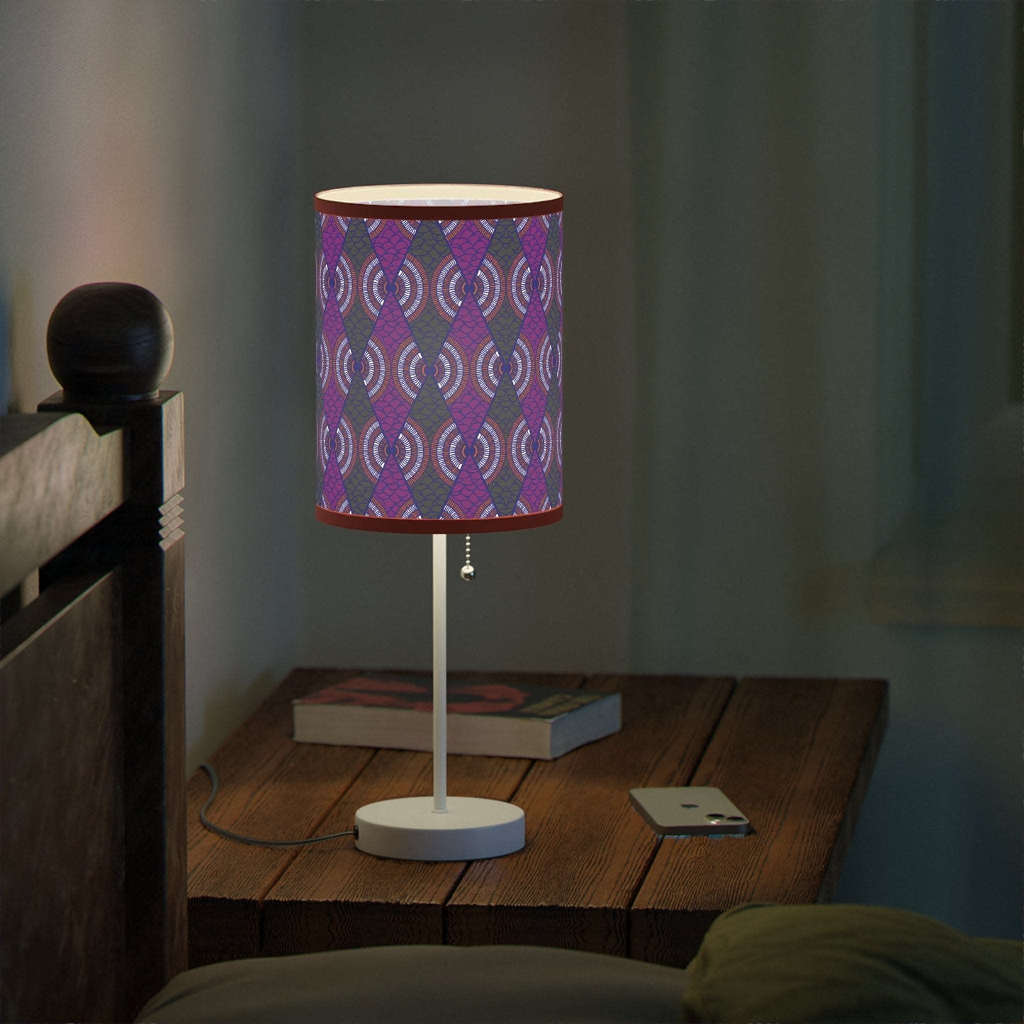 African Wax Print African Ankara Print Lamp on a Stand African Home Decor Purple African Print