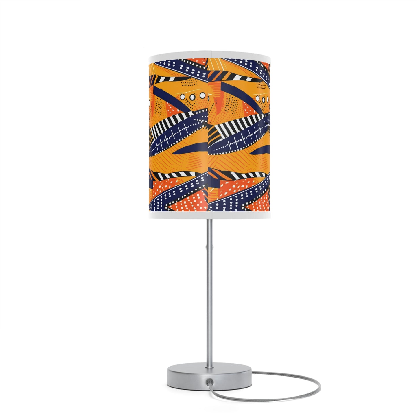 African Kente Print Table Lamp, Multicolor Mudcloth Design Lighting