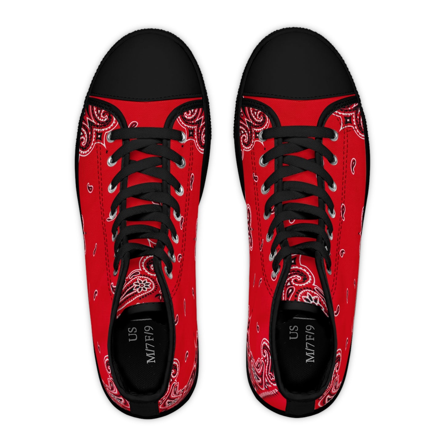 Red Bandana Paisley Print Women's High Top Sneakers