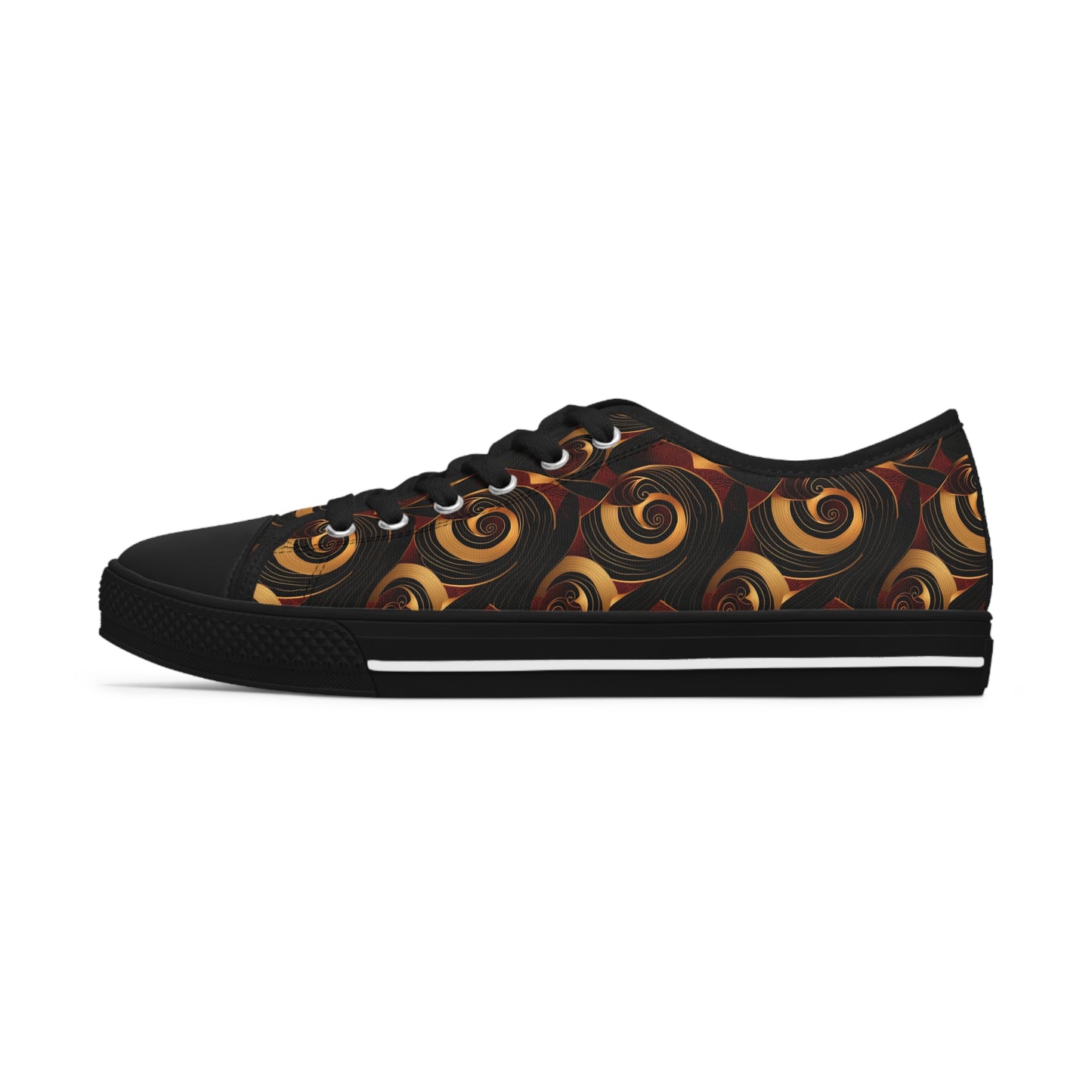 Crimson, Gold and Black Women's African Ankara Print Low Top Shoes