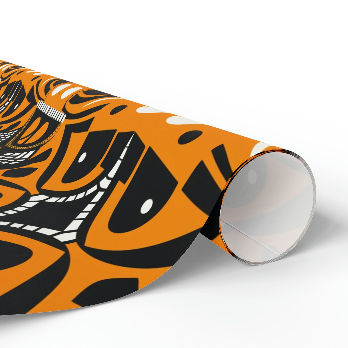 Orange Black African Print Wrapping Paper, Ethnic Print Wrapping Paper