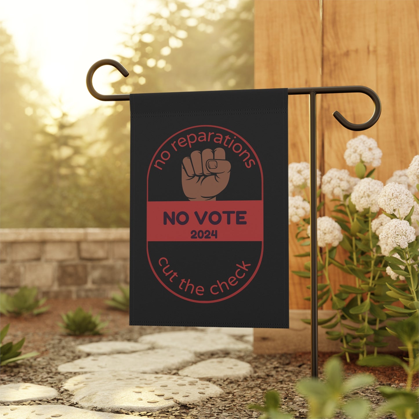 No Reparations/No Vote - Cut the Check 2024 Garden & House Banner