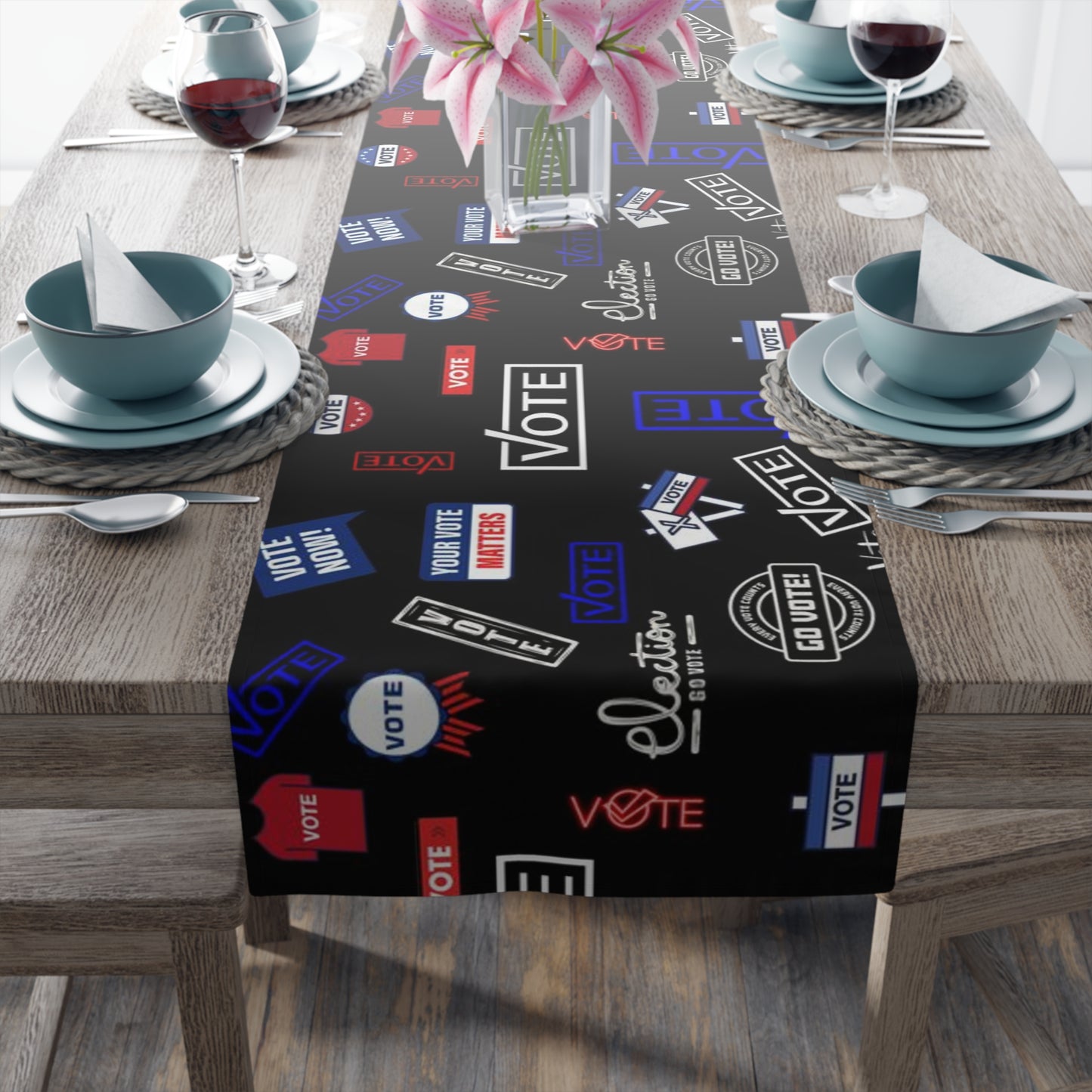 2024 Election Campaign-Inspired Table Runner: Sophisticated Political Dining Decor