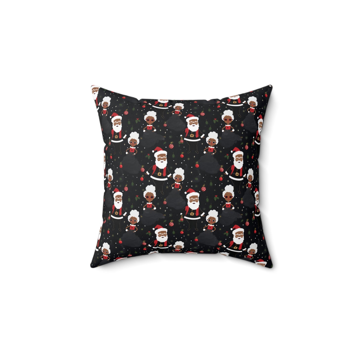 Black Santa & Black Mrs. Claus Christmas Decorative Pillow