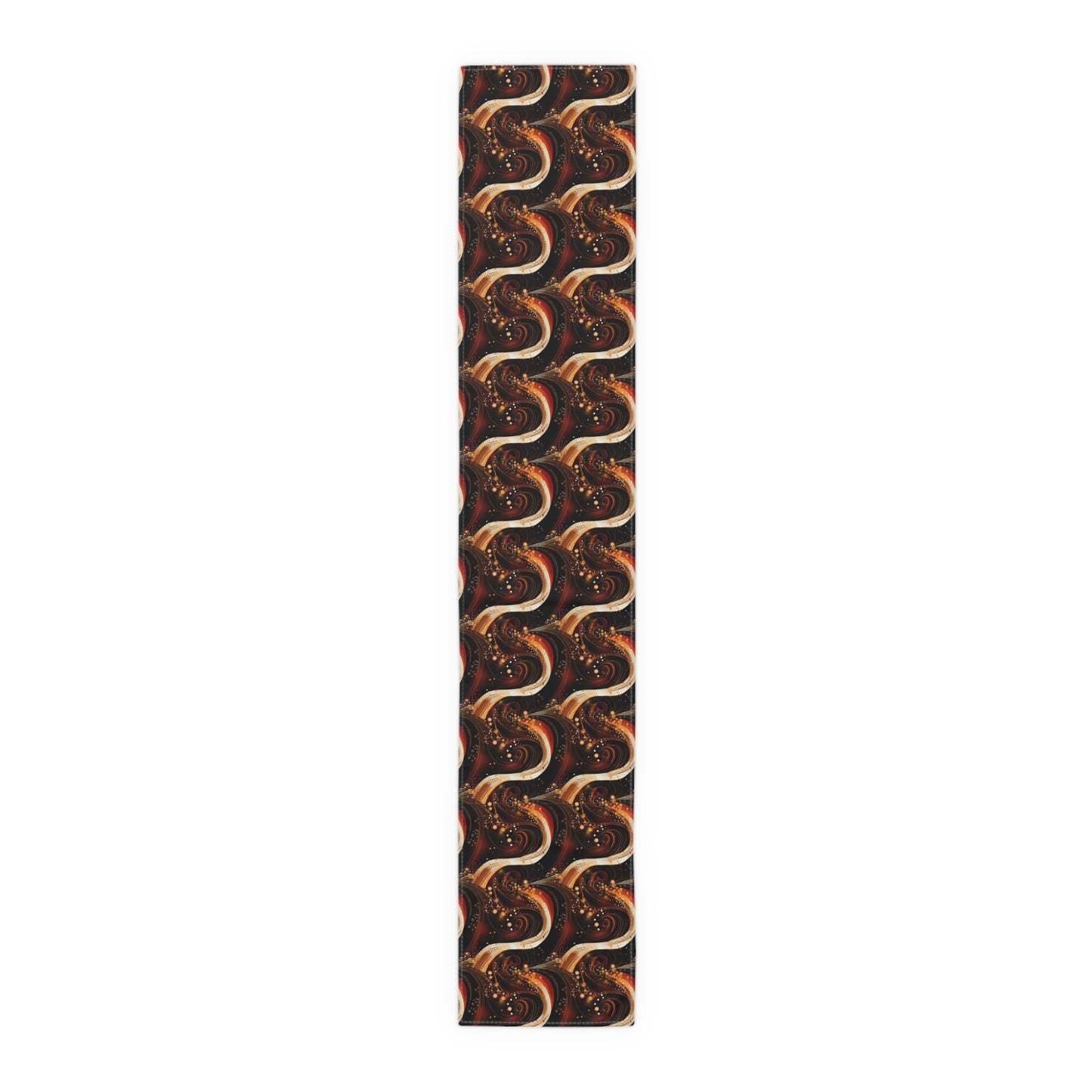 Black & Gold African-Inspired Table Runner , Ankara Pattern Dark Orange