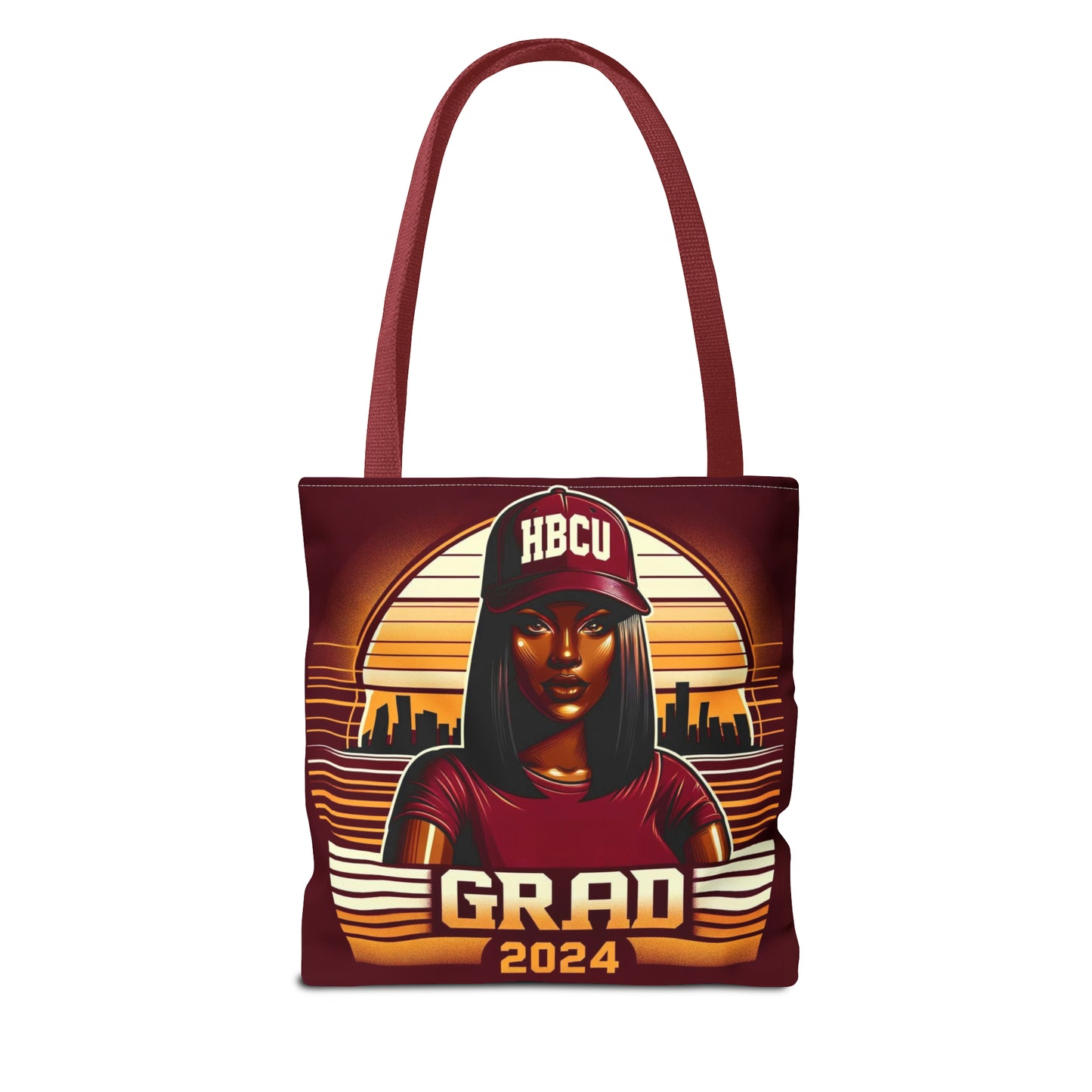 HBCU Grad Pride 2024 Grad Theme Polyester Tote Bag, Class of 2024 Afrocentric Carryall Bag