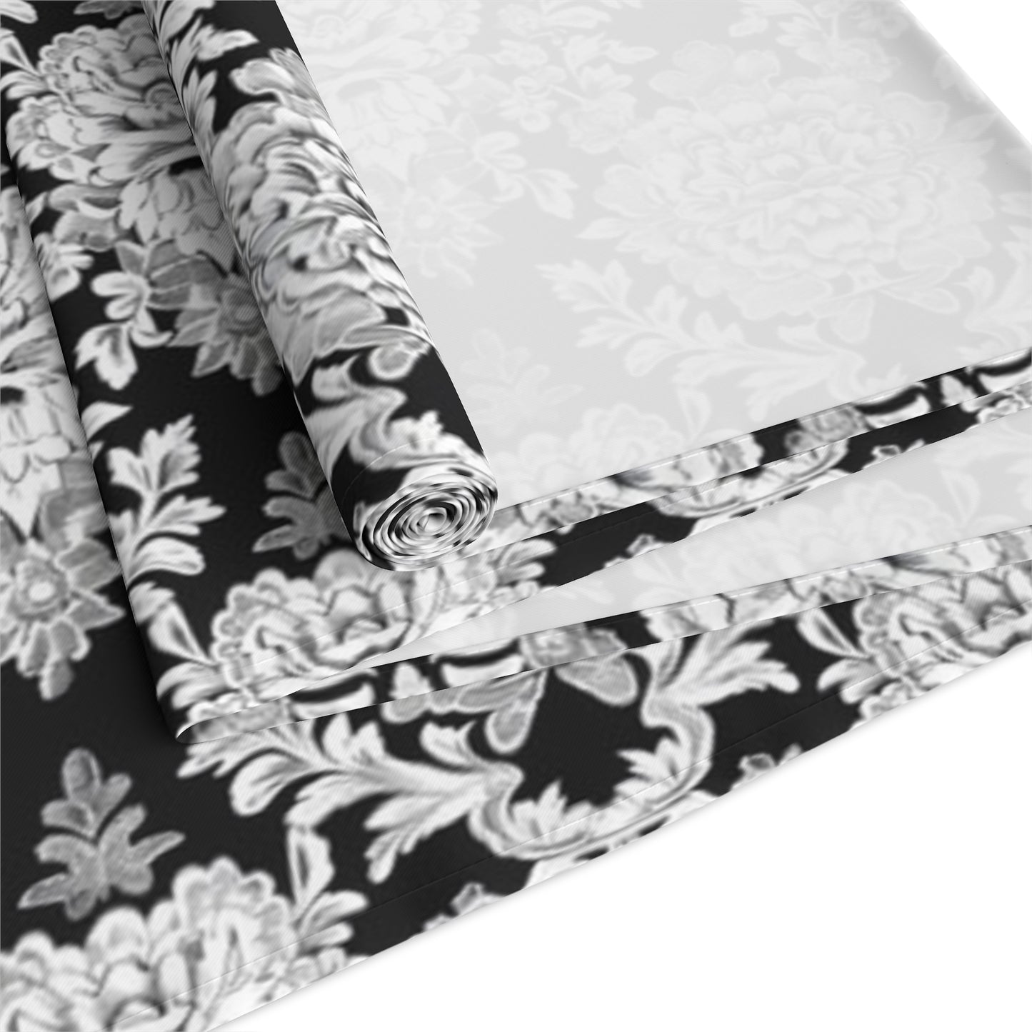 Black Floral Table Runner, Elegant Event Table Decor, Bridal Shower Decorations