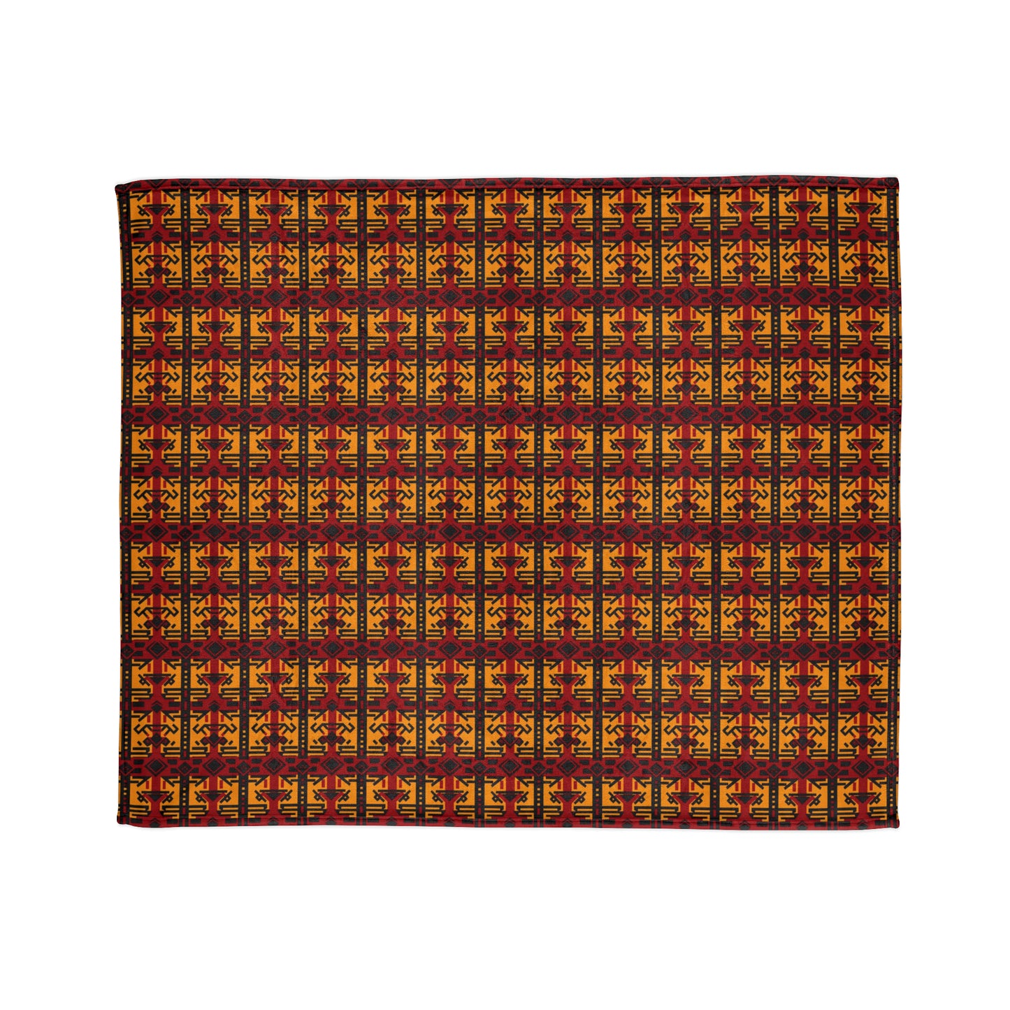 Cardinal & Gold College Colors African Print Throw Cover, Trojans Fan African Mud Cloth Bedroom Decor