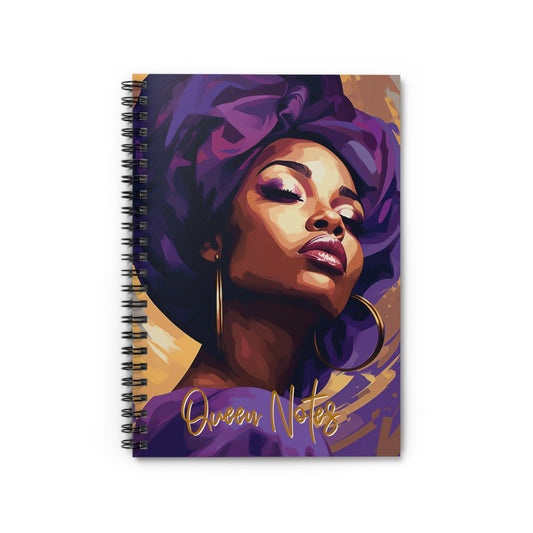 Queen Notes Black Woman Art Spiral Notebook, Art Nouveau-Inspired Notebook