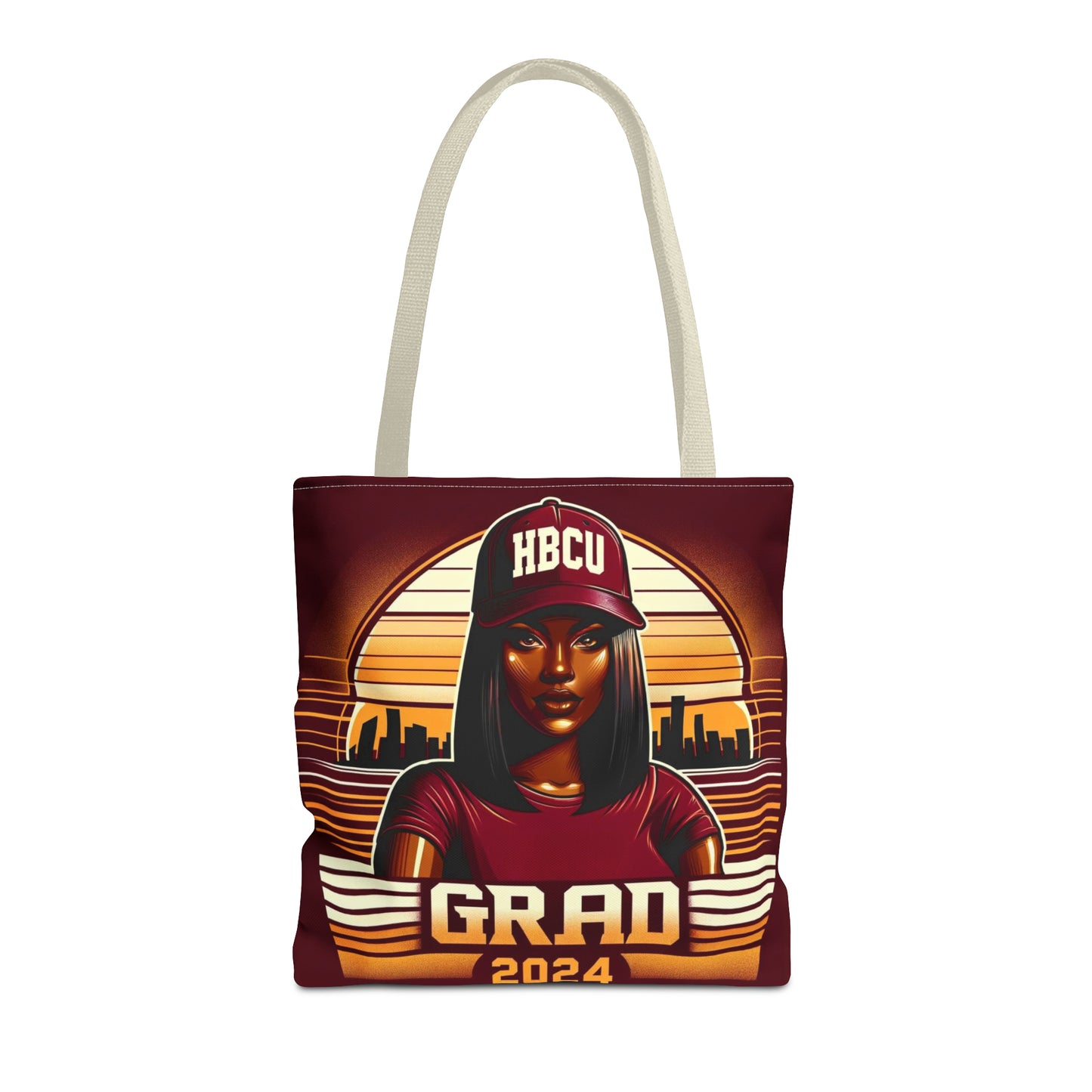 HBCU Grad Pride 2024 Grad Theme Polyester Tote Bag, Class of 2024 Afrocentric Carryall Bag