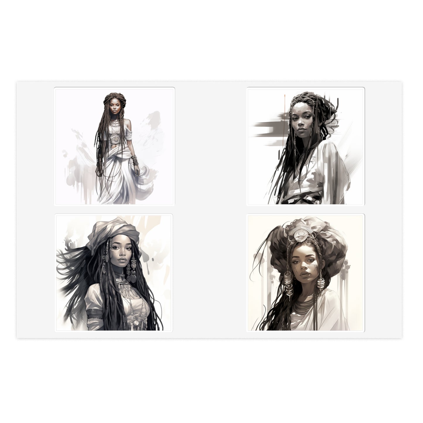 Boho Style Woman Enchantress Sticker Set, Black Girls and Black Women, Pretty Black Woman Stickers