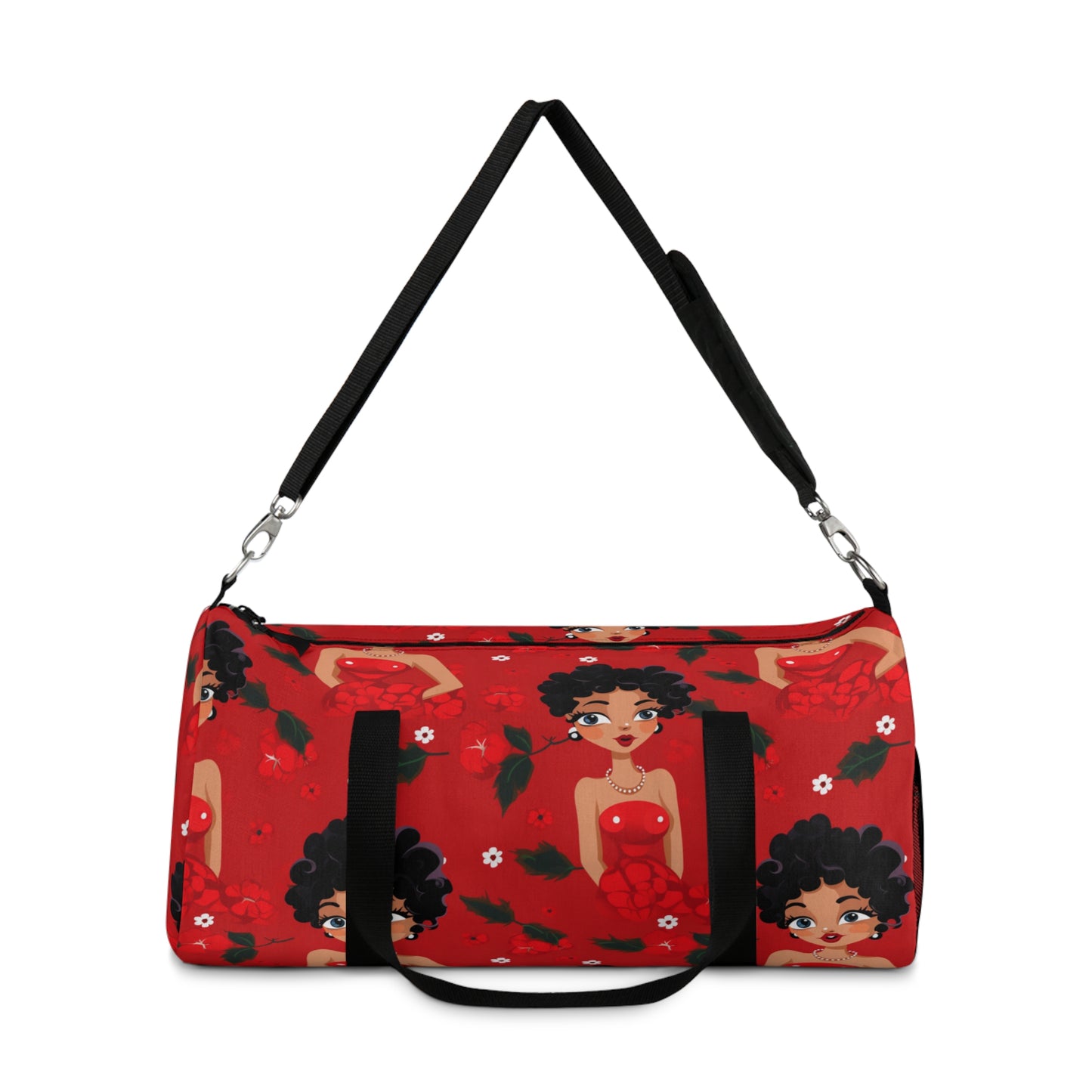 Black Betty Cartoon Print Duffle Bag, African American Betty Boop Overnight Bag