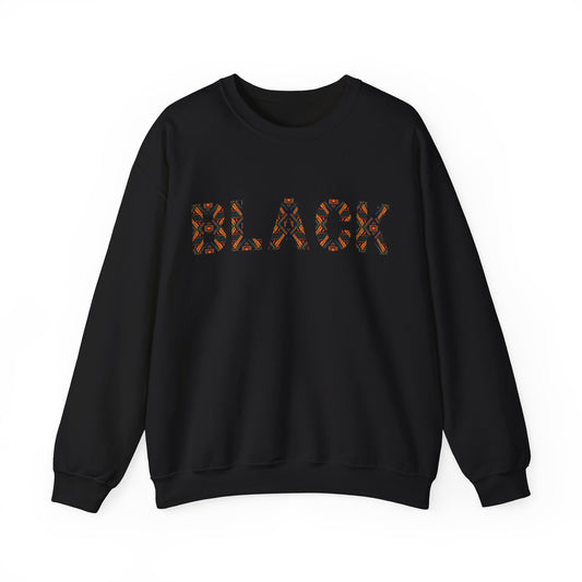 African Print 'Black' Unisex Crewneck Sweatshirt, Vibrant Expression African Print Bold Icon Sweater