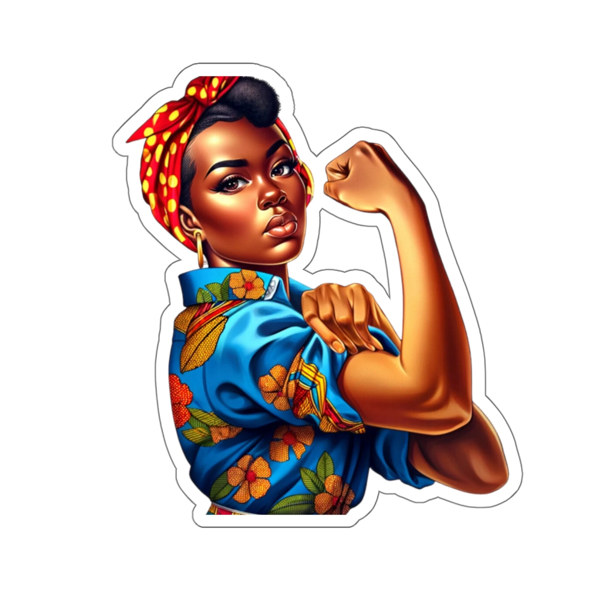 Black Rosie the Riveter Empowering Vinyl Sticker, Female Empowerment Sticker