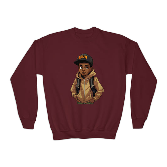 Black Boy Joy Bruh Moment Youth Crewneck Sweater