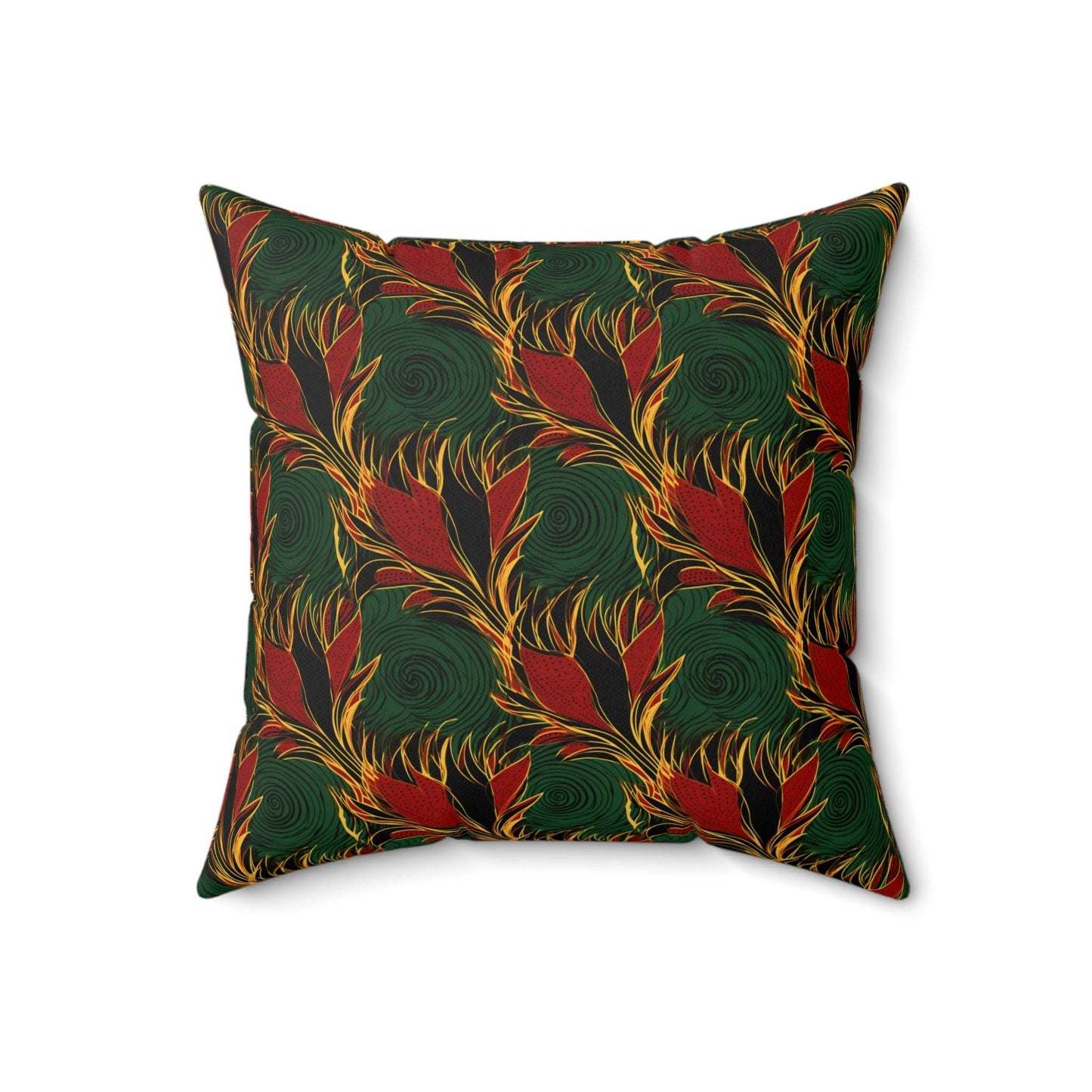 African Wax Print Ankara Home Decor, Green, Gold, Black, Red African Print Pillow