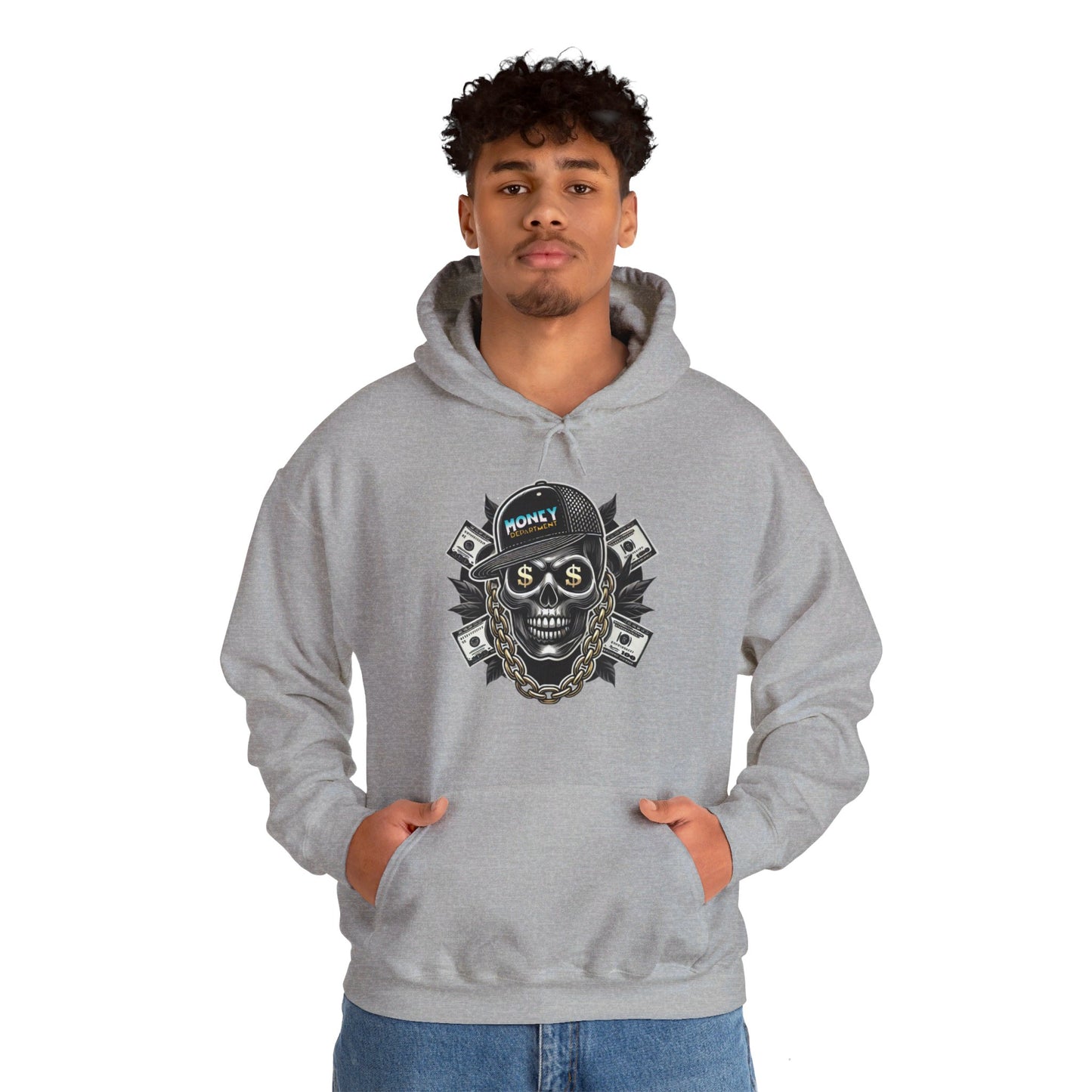 Big Baller Menacing Skull "Money Department" Hoodie, Unisex Urban Streetwear Sweatshirt