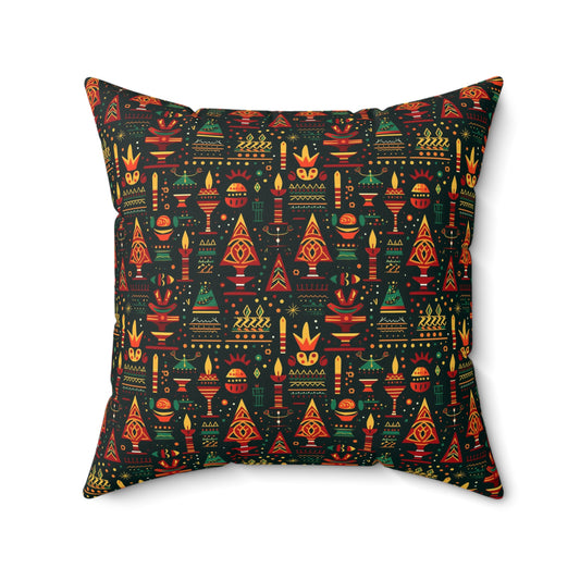 Kwanzaa-inspired Christmas Pillow Cover, Festive Holiday Decor with Nguzo Saba Principles