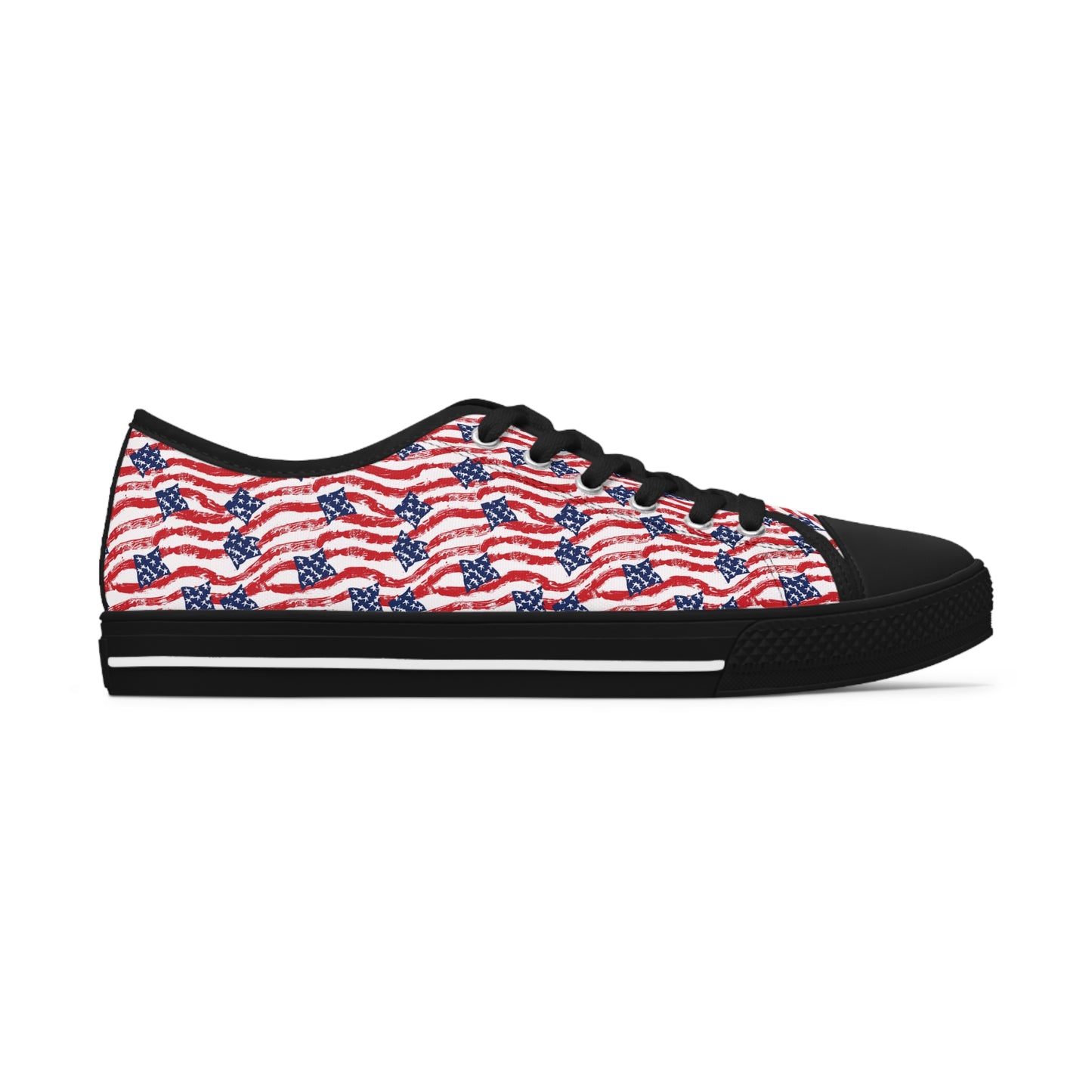 American Flag Print Women's Low Top Sneakers, Independence Day Sneakers