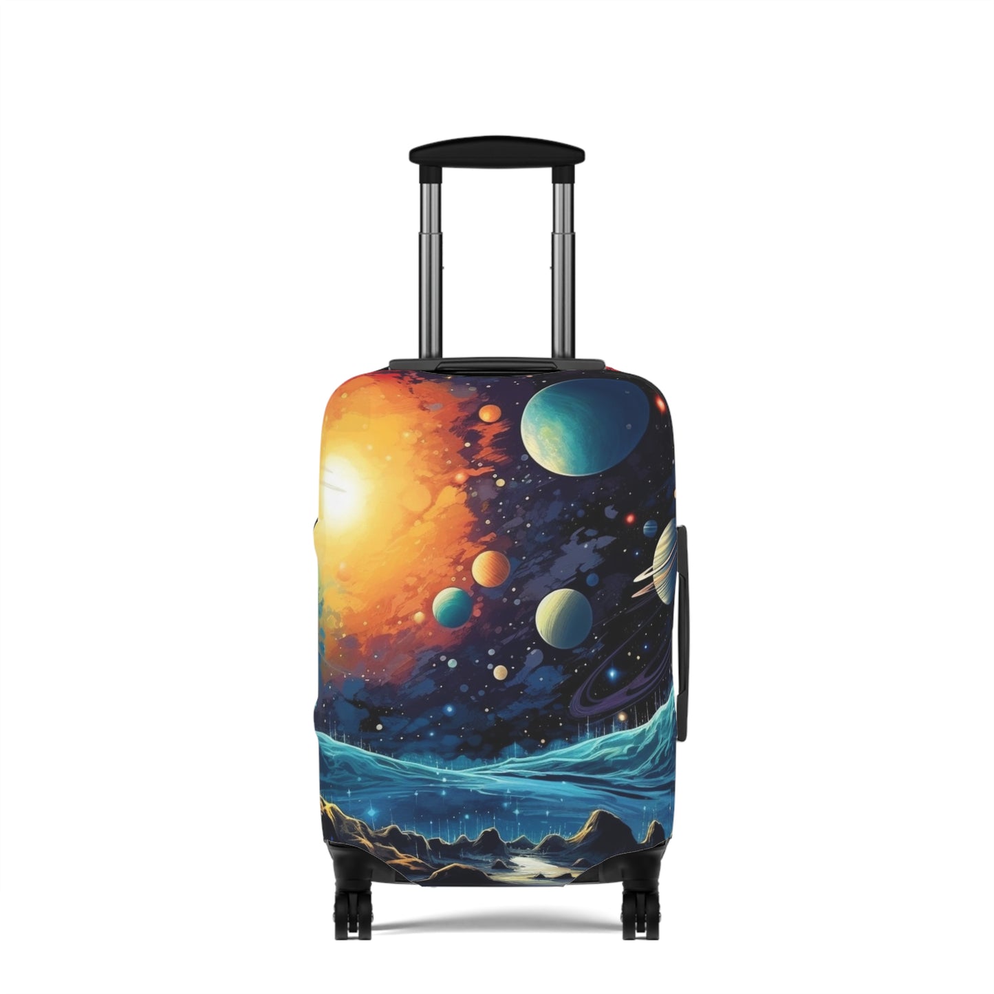 Cosmic Adventure Luggage Cover - Space Exploration Suitcase Protector - Galactic Travel Accessory