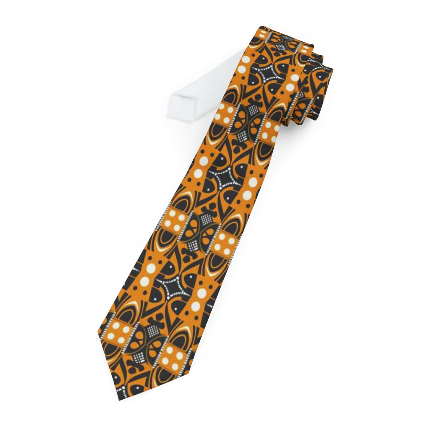 Yellow & Black African Print Mens Tie, African Print Mens Business Attire