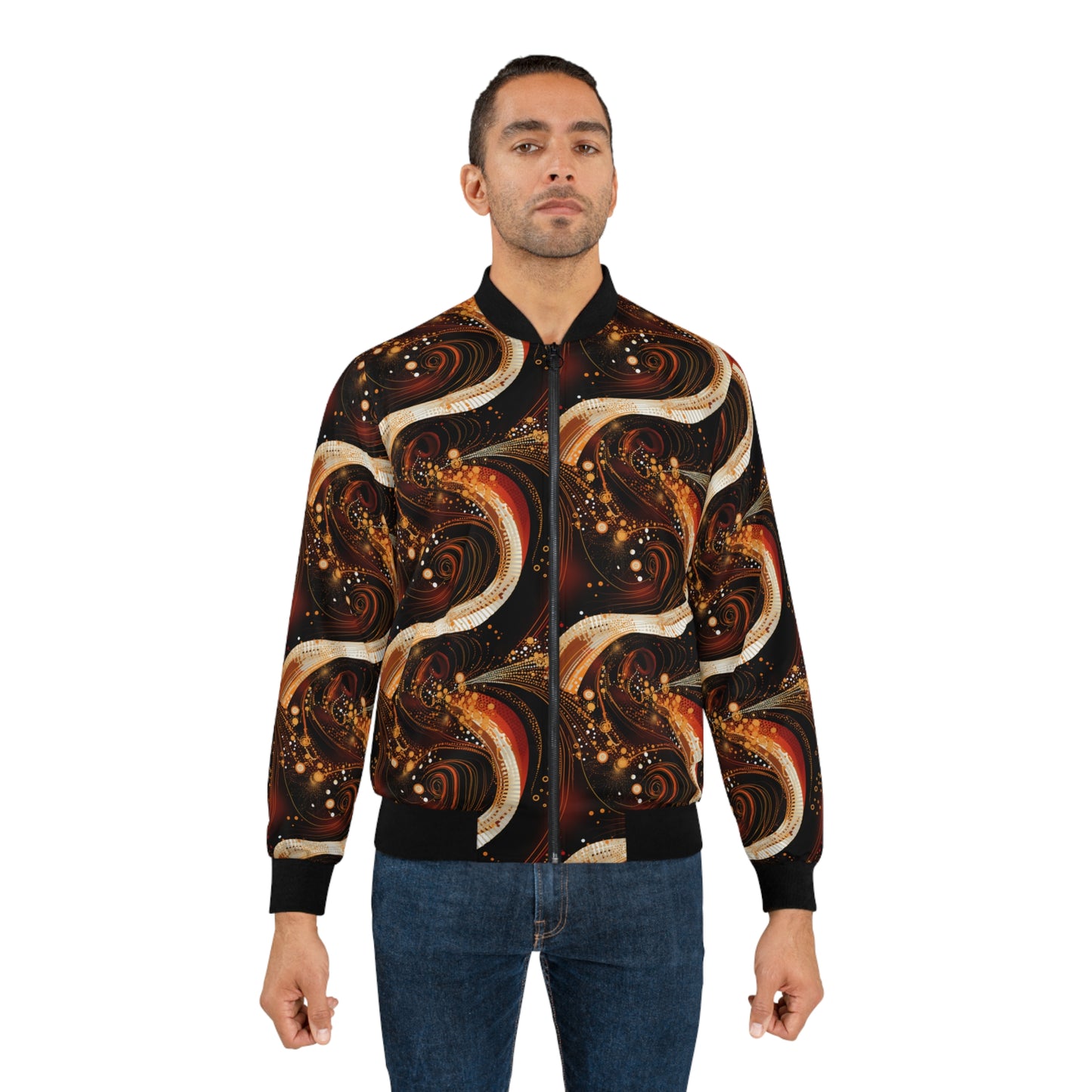 Black & Gold African Print Men's Bomber Jacket