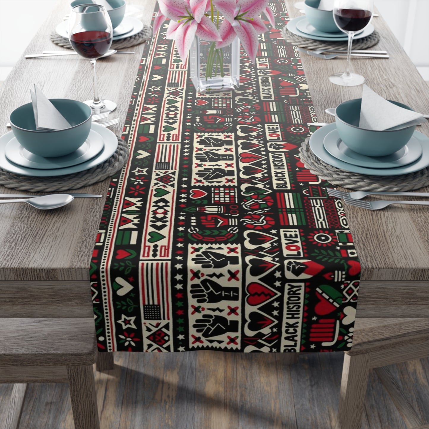 Black History Month Themed Reuseable Table Runner, Celebrate History Table Decor