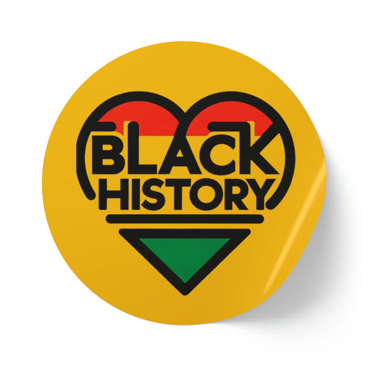 Black History Month Round Sticker Label Rolls, Bulk Black History Themed Stickers