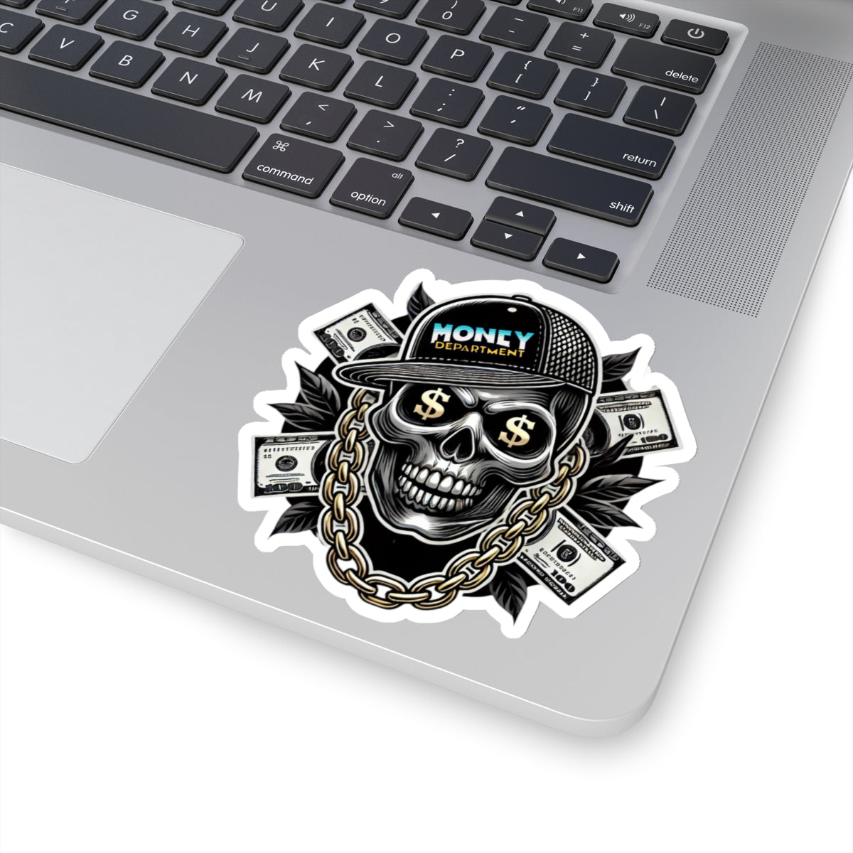 Money Department Stickers Pack of 5, Skull Urban Streetwear Design, Glossy Finish, 4 Sizes Available