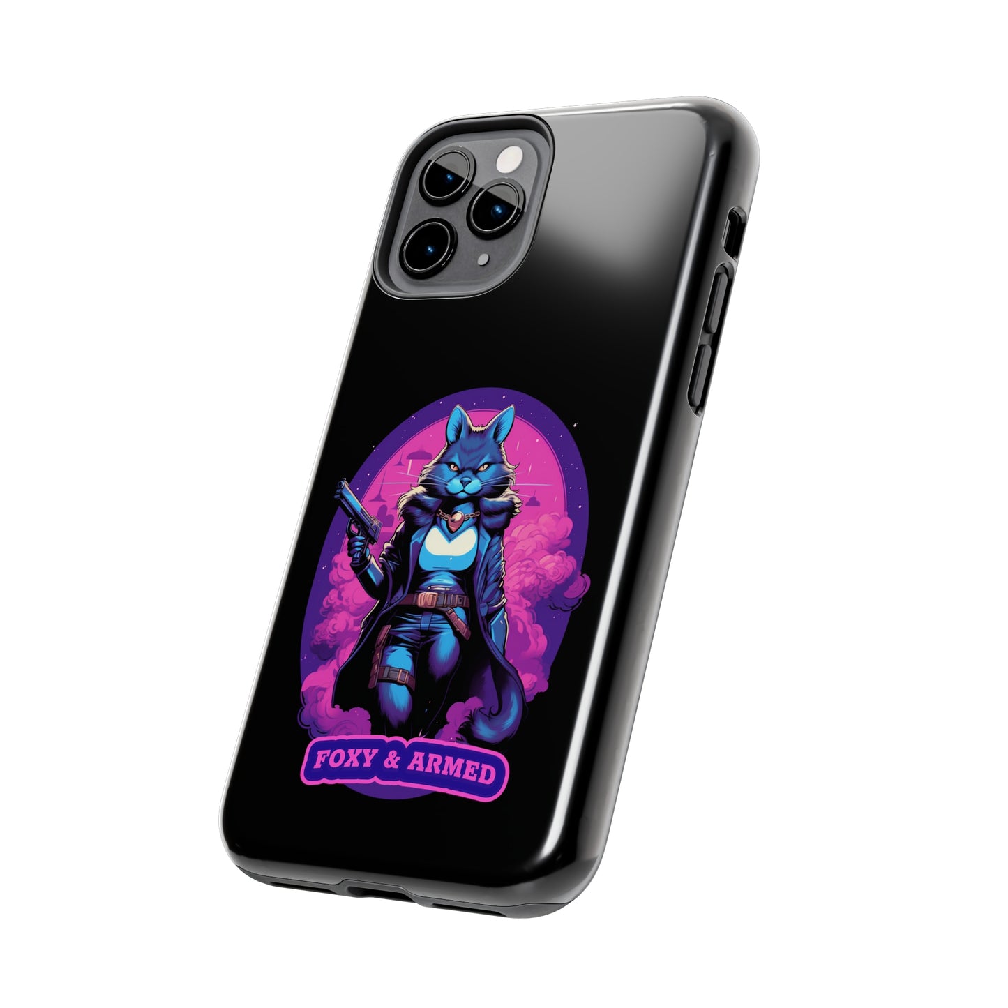 Foxy & Armed Tactical Lady Fox iPhone Case, Impact Resistant Pew Pew Lover's Phone Case