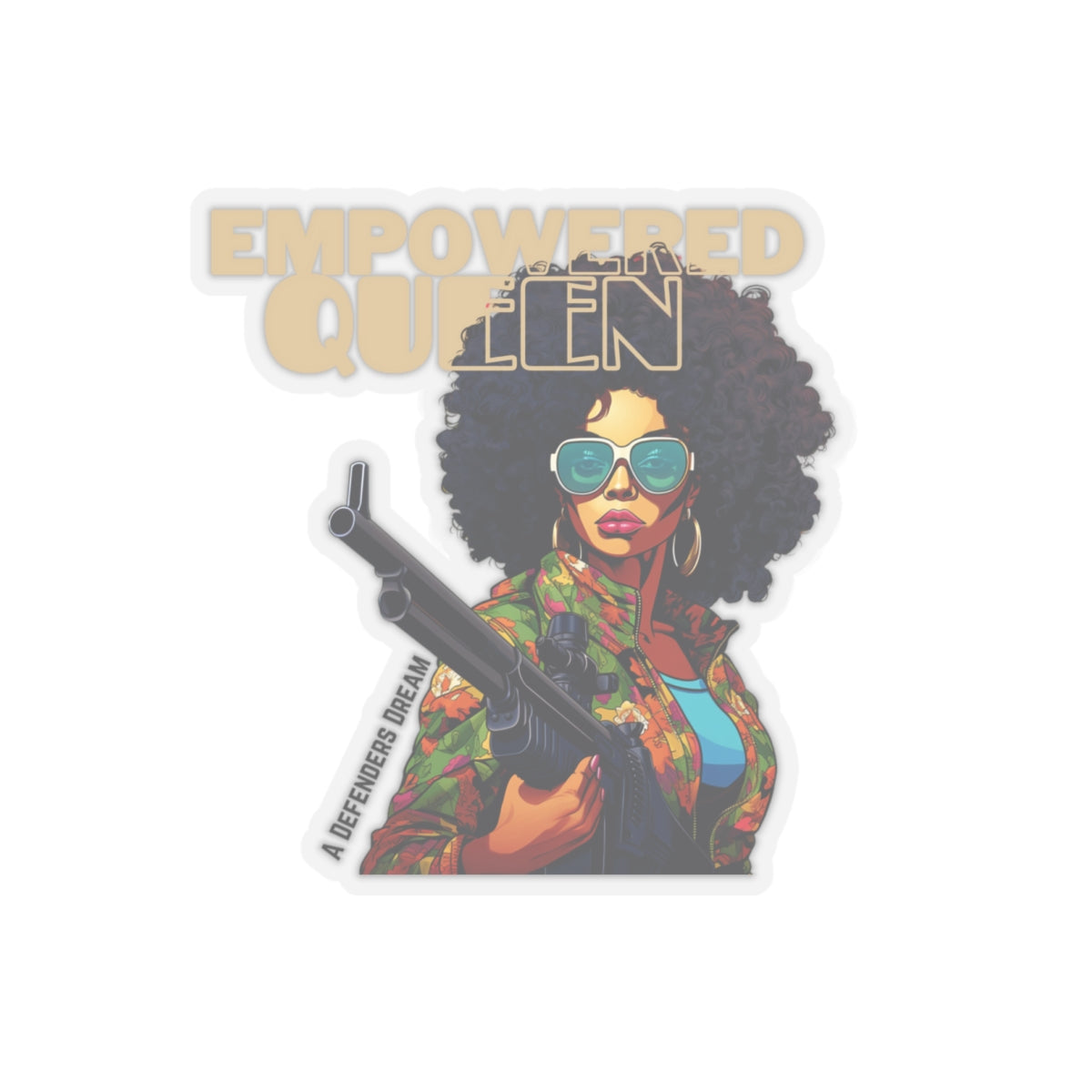 Empowered Black Queen Vinyl Sticker - Bold Pro-2A, Feminist Decor, Self-Defense Advocacy, Glossy Finish, Indoor Use