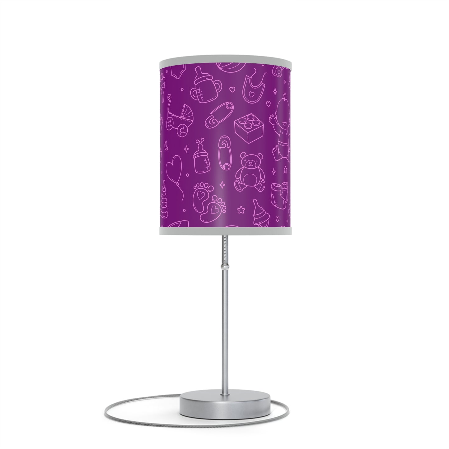 Purple and Punk Baby Themed Table Lamp, Purple Pink Nursery Table Lamp, Baby Shower Gift