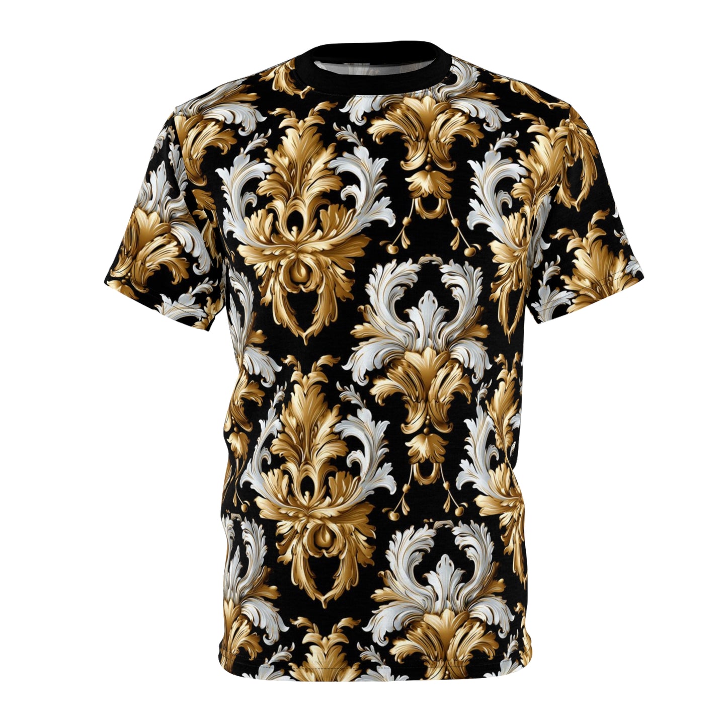 Baroque Inspired Gold, Men's Gold Florida Pattern Apparel, Rococo Style Top