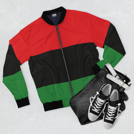 Red Black & Green Pan African Garvey Flag Men's Bomber Jacket