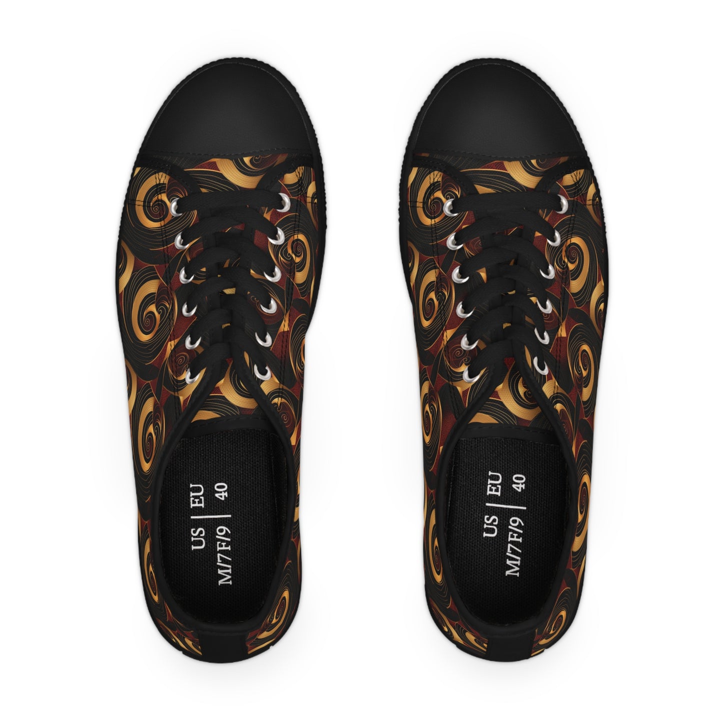 Crimson, Gold and Black Women's African Ankara Print Low Top Shoes