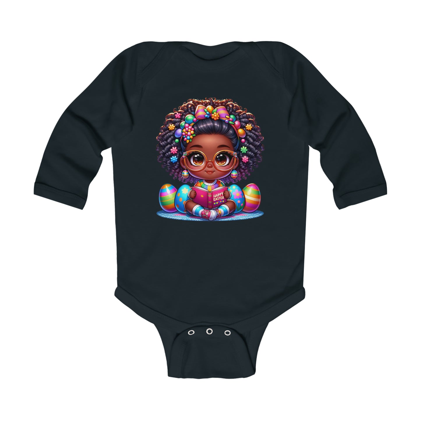 Black Girl Magic Easter Infant Long Sleeve Bodysuit | Infant Easter Onesie Outfit