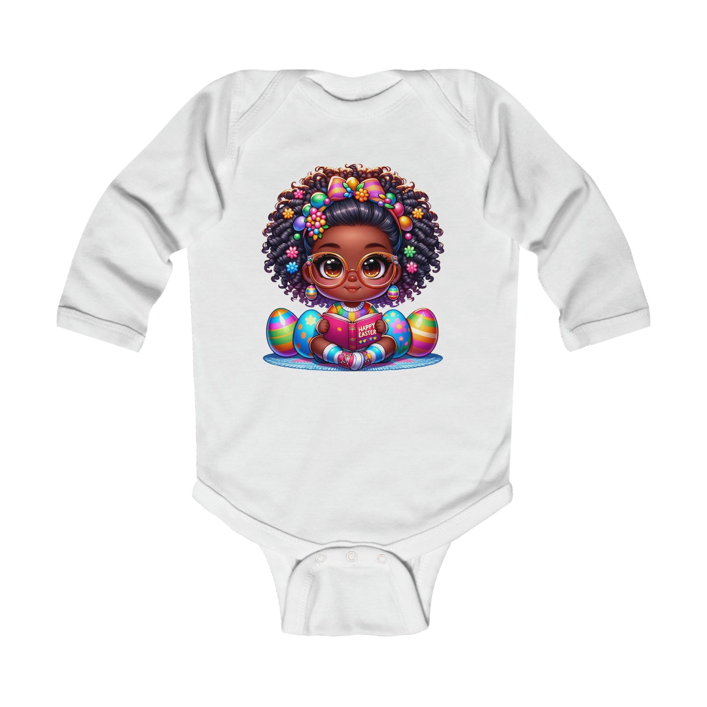 Black Girl Magic Easter Infant Long Sleeve Bodysuit | Infant Easter Onesie Outfit