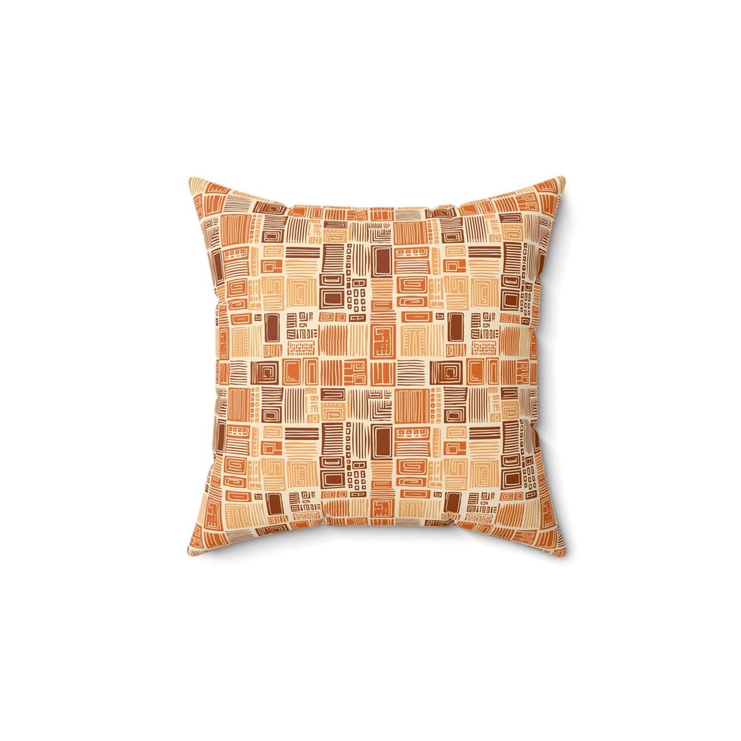 African Print MudCloth Earth Tone Inspired Polyester Square Pillow