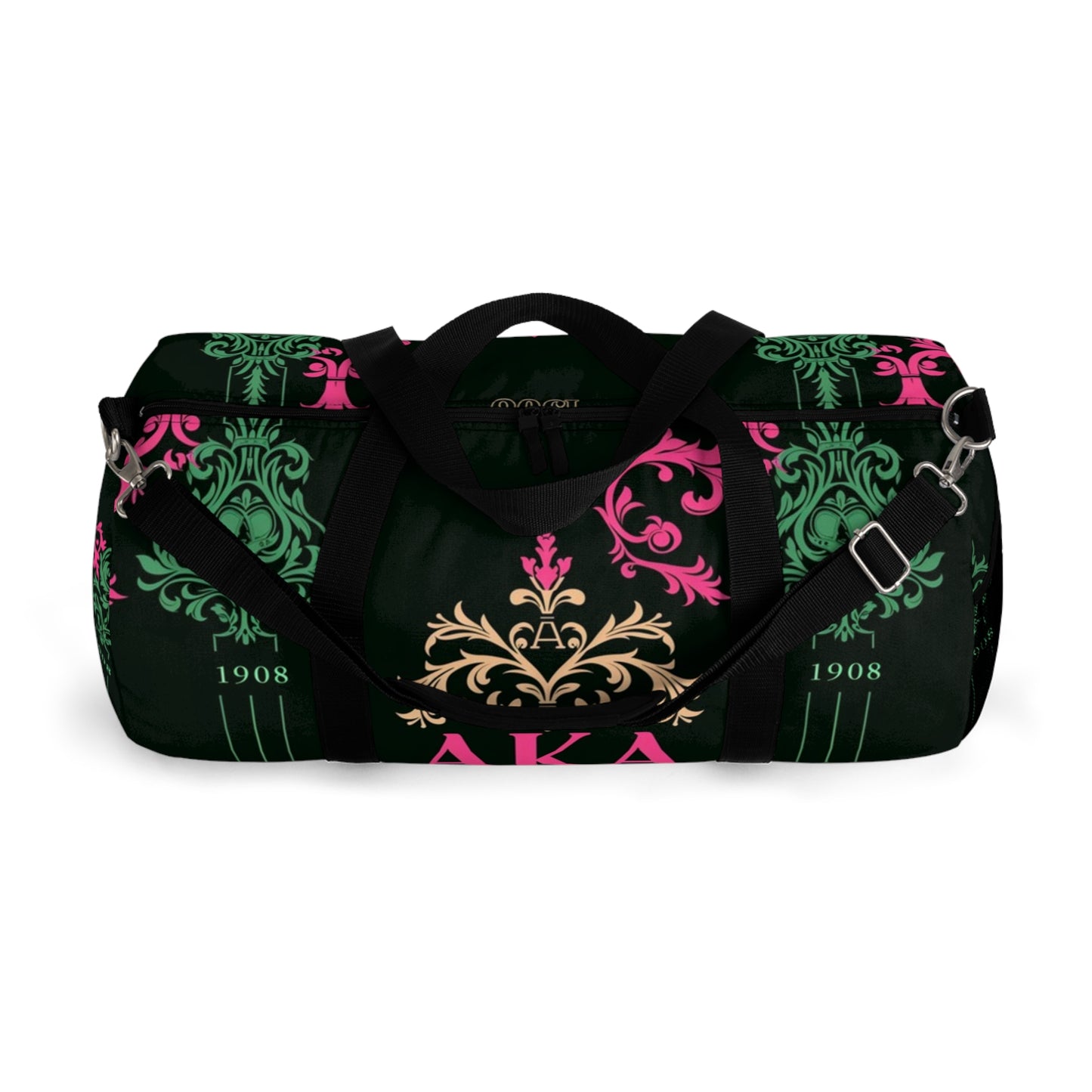 AKA Sorority Pink & Green Duffel Bag, Greek Life Small or Large, Durable and Lightweight Overnight Bag