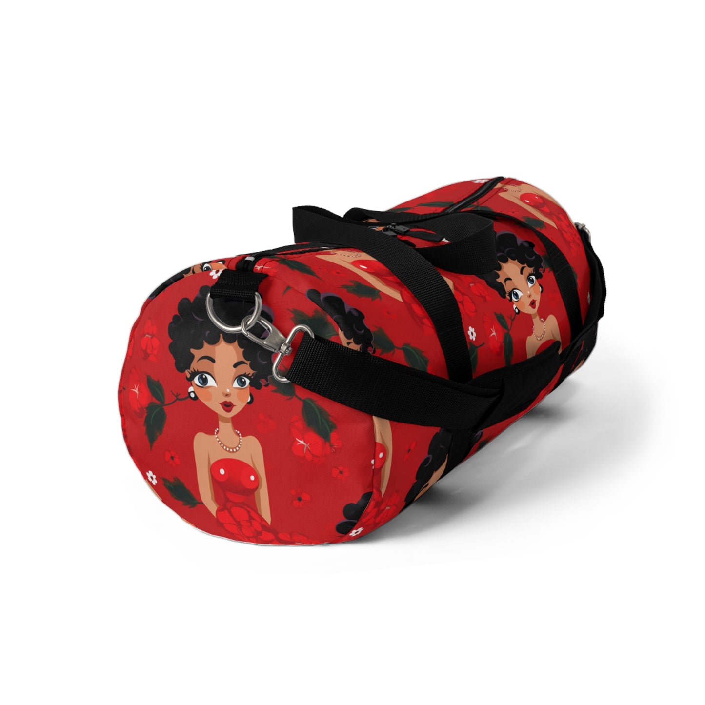 Black Betty Cartoon Print Duffle Bag, African American Betty Boop Overnight Bag