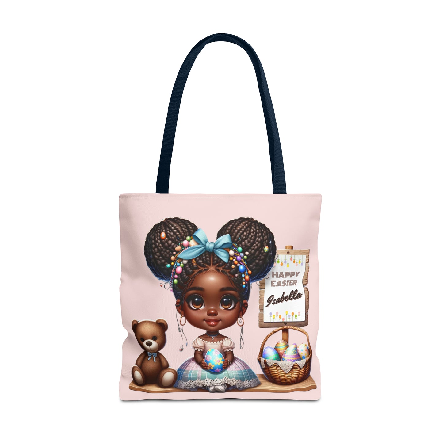 Personalized Easter Tote Bag for Young Black Girls, Customizable Easter Gift