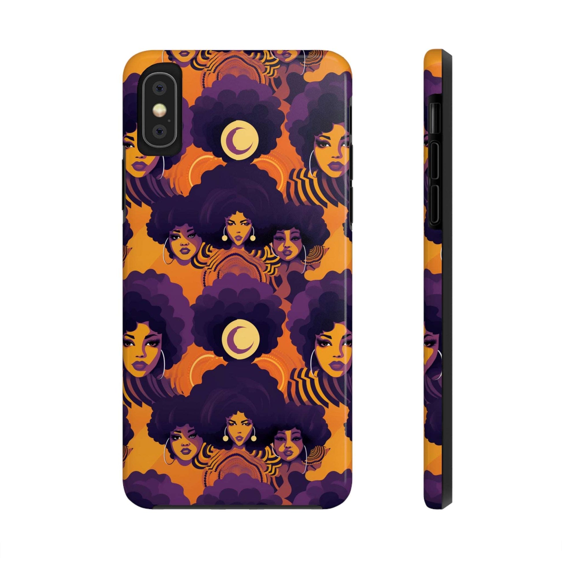 1970's Retro Afro Curly Hair Themed iPhone Tough Case,  Retro Hollywood Glamour