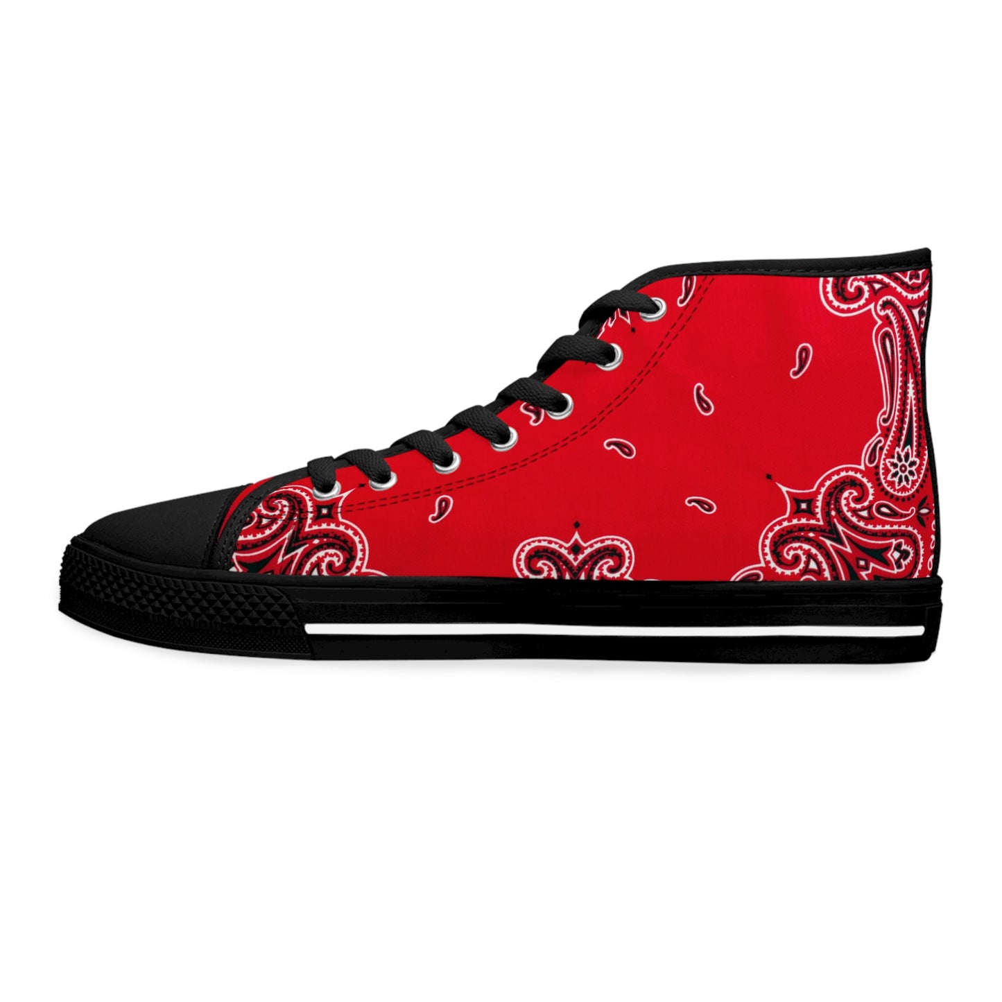 Red Bandana Paisley Print Women's High Top Sneakers