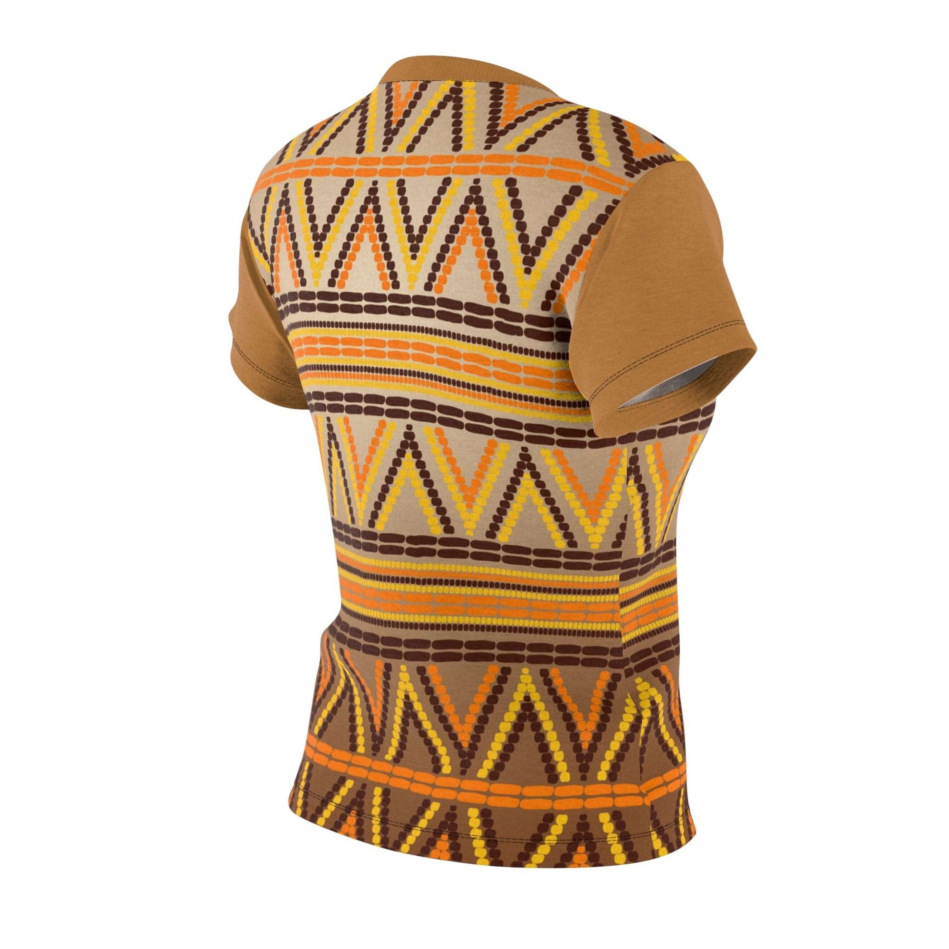 African Print Womens Tee Shirt Gold Orange Brown and Yellow Pattern TShirt