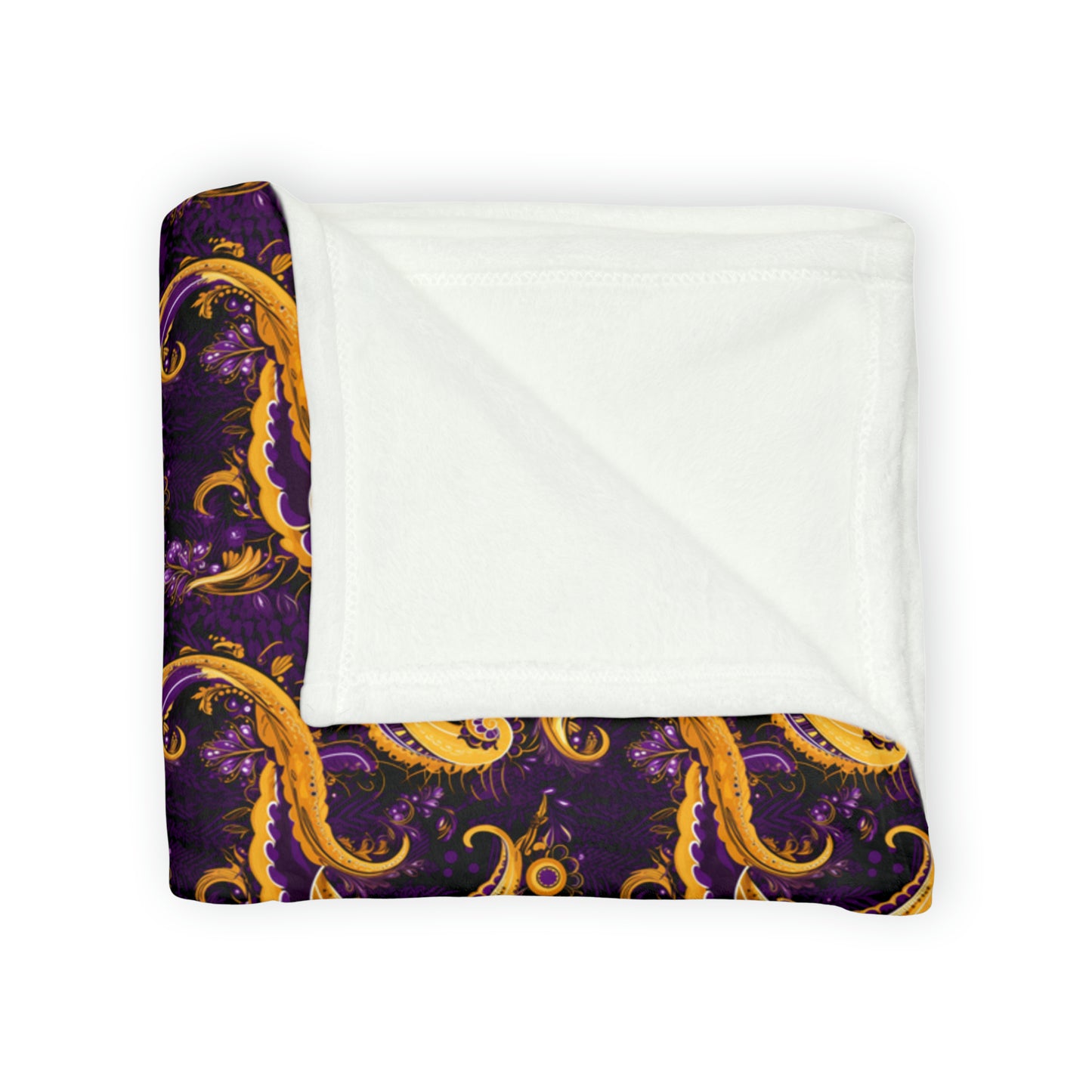 Purple & Gold Laker Fan Inspired Throw Cover, Purple and Gold Paisley Print Cover, Paisley Print Home Textiles