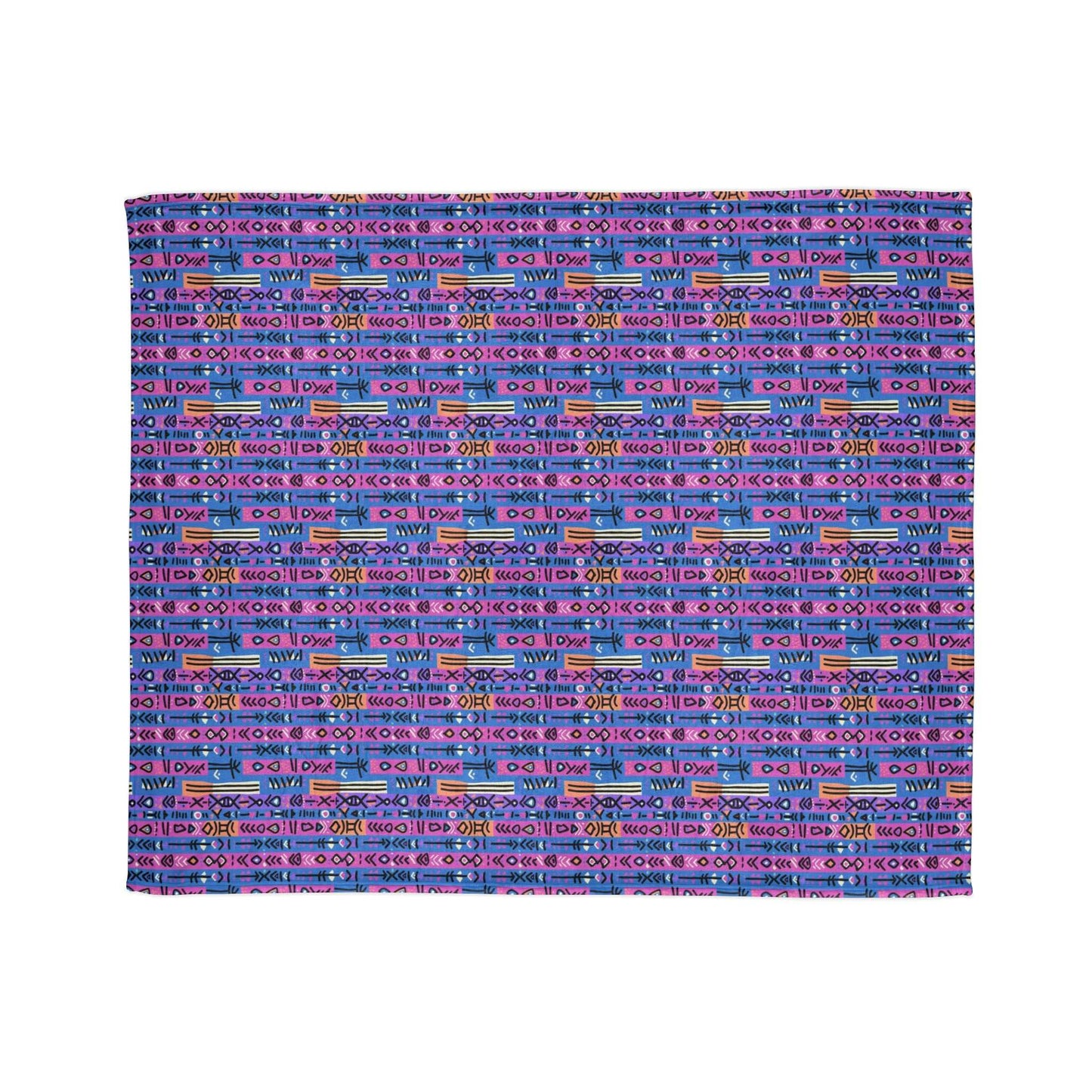 African Mud Cloth Easter Themed Throw Cover, Purple Bogolan Print Bedroom Decor