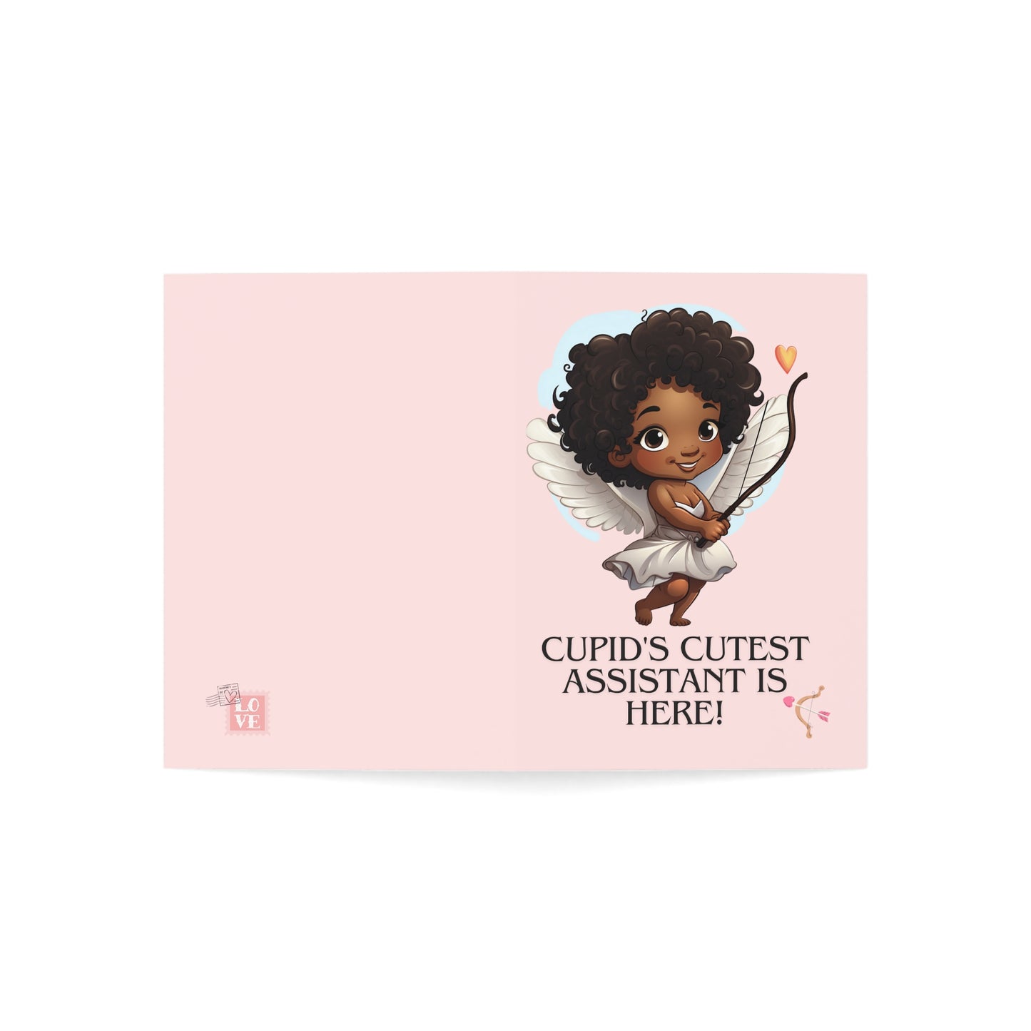 Black Girl Cupid Cute Valentine's Day Greeting Cards(1, 10, 30, and 50pcs), Bulk Valentines Day Cards For African American School Aged Kids